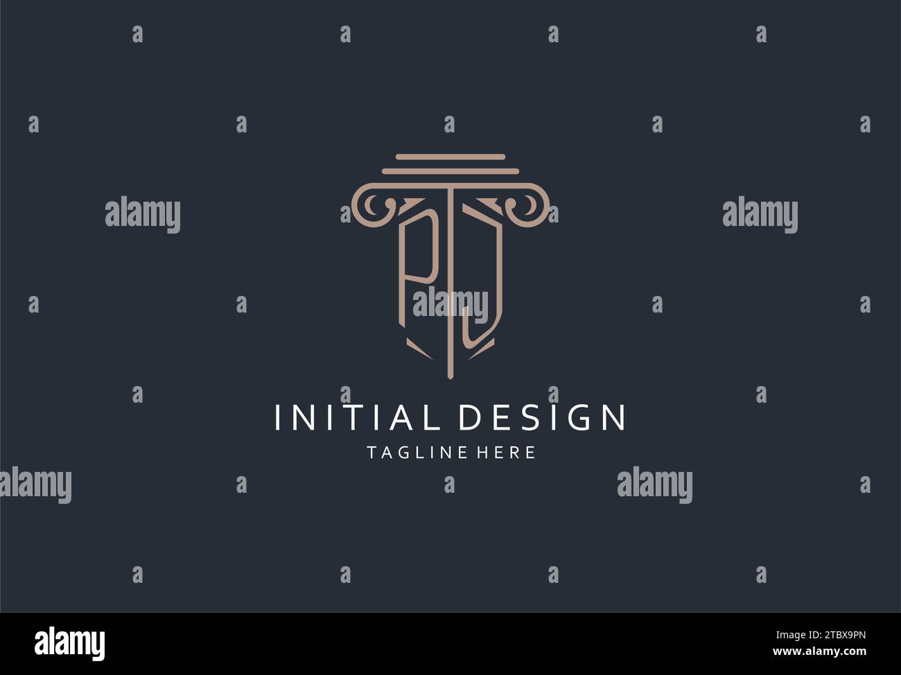 PJ monogram logo with pillar shape icon, luxury and elegant design logo ...