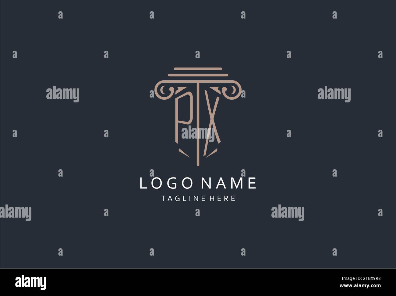 PX monogram logo with pillar shape icon, luxury and elegant design logo ...