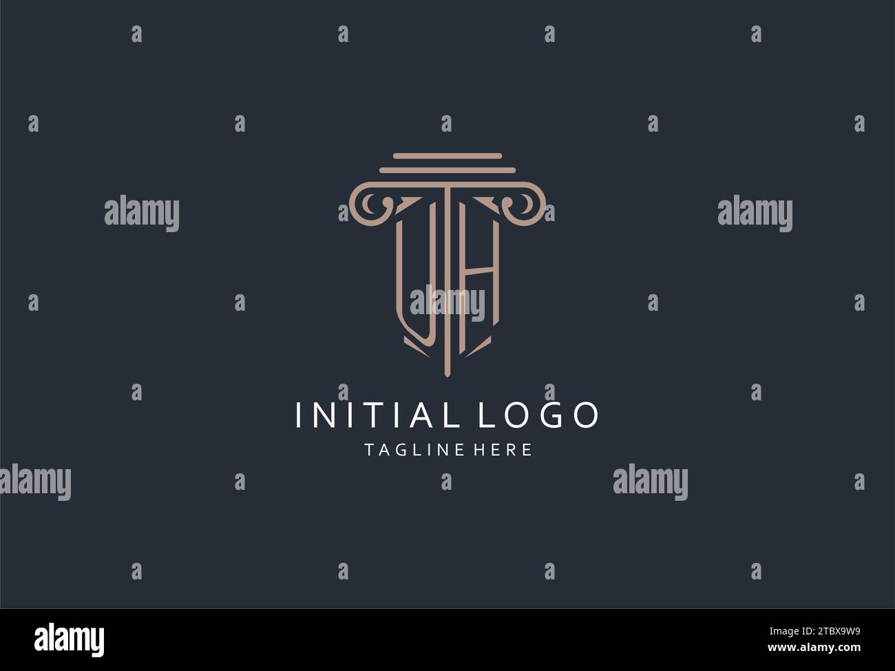 UH monogram logo with pillar shape icon, luxury and elegant design logo for law firm initial style logo design ideas Stock Vector