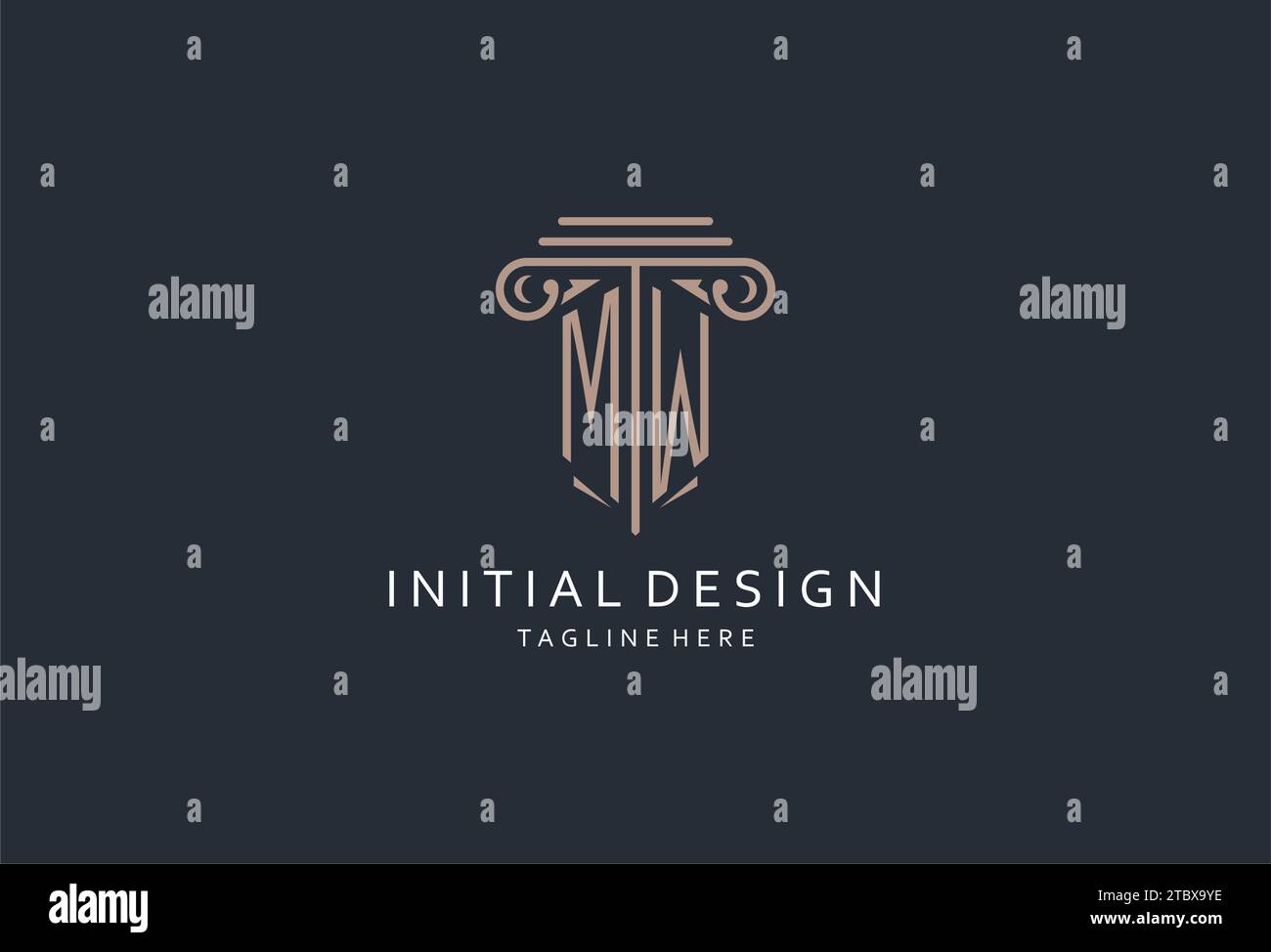 MW monogram logo with pillar shape icon, luxury and elegant design logo ...