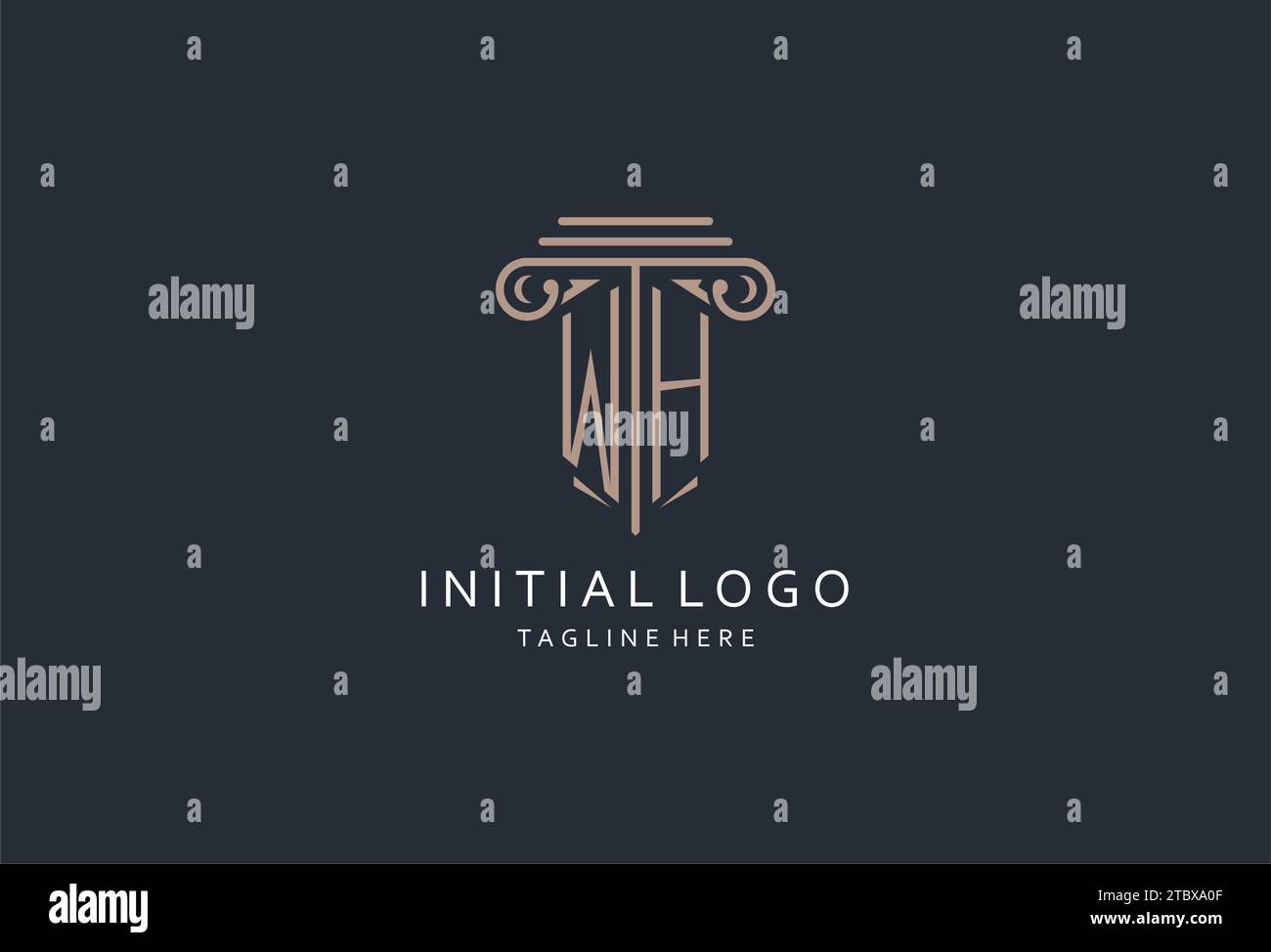 WH monogram logo with pillar shape icon, luxury and elegant design logo ...