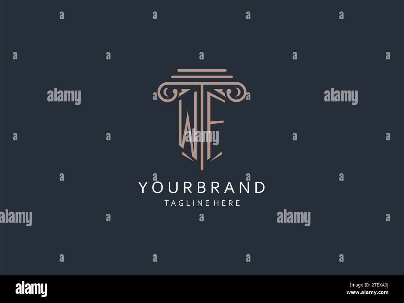 WF monogram logo with pillar shape icon, luxury and elegant design logo ...