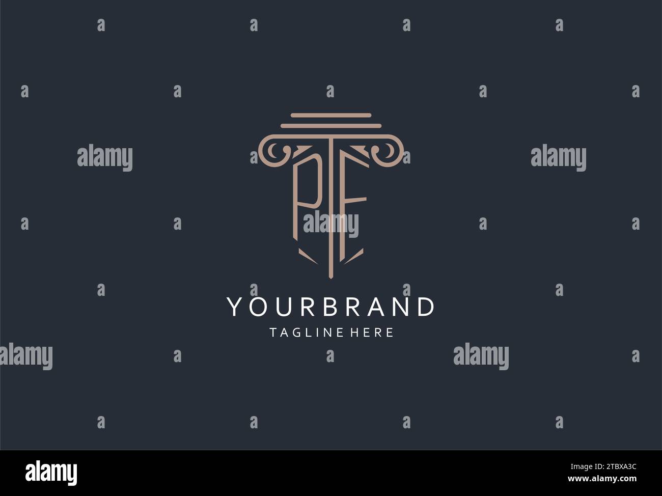 PF monogram logo with pillar shape icon, luxury and elegant design logo ...