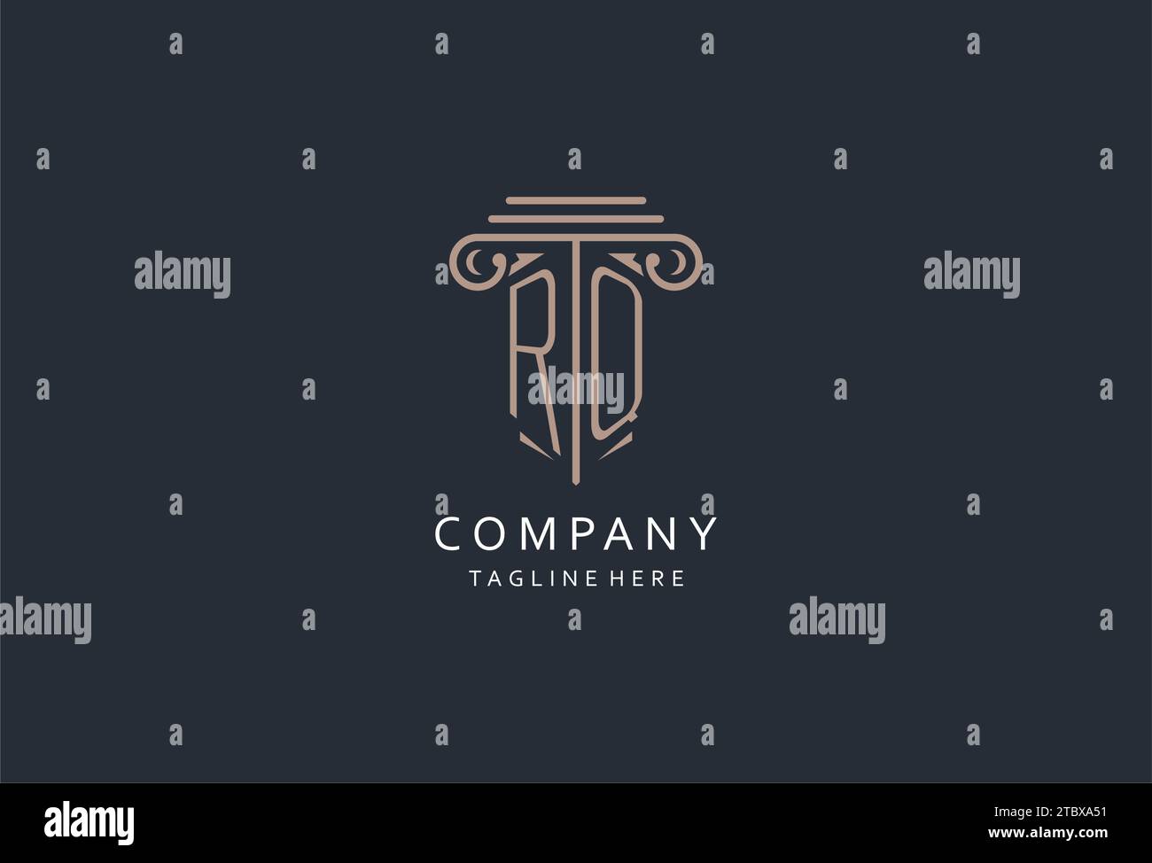 RQ monogram logo with pillar shape icon, luxury and elegant design logo ...