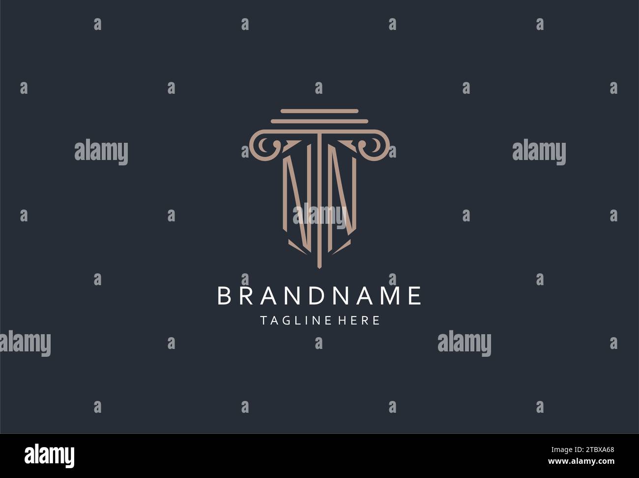NN monogram logo with pillar shape icon, luxury and elegant design logo ...