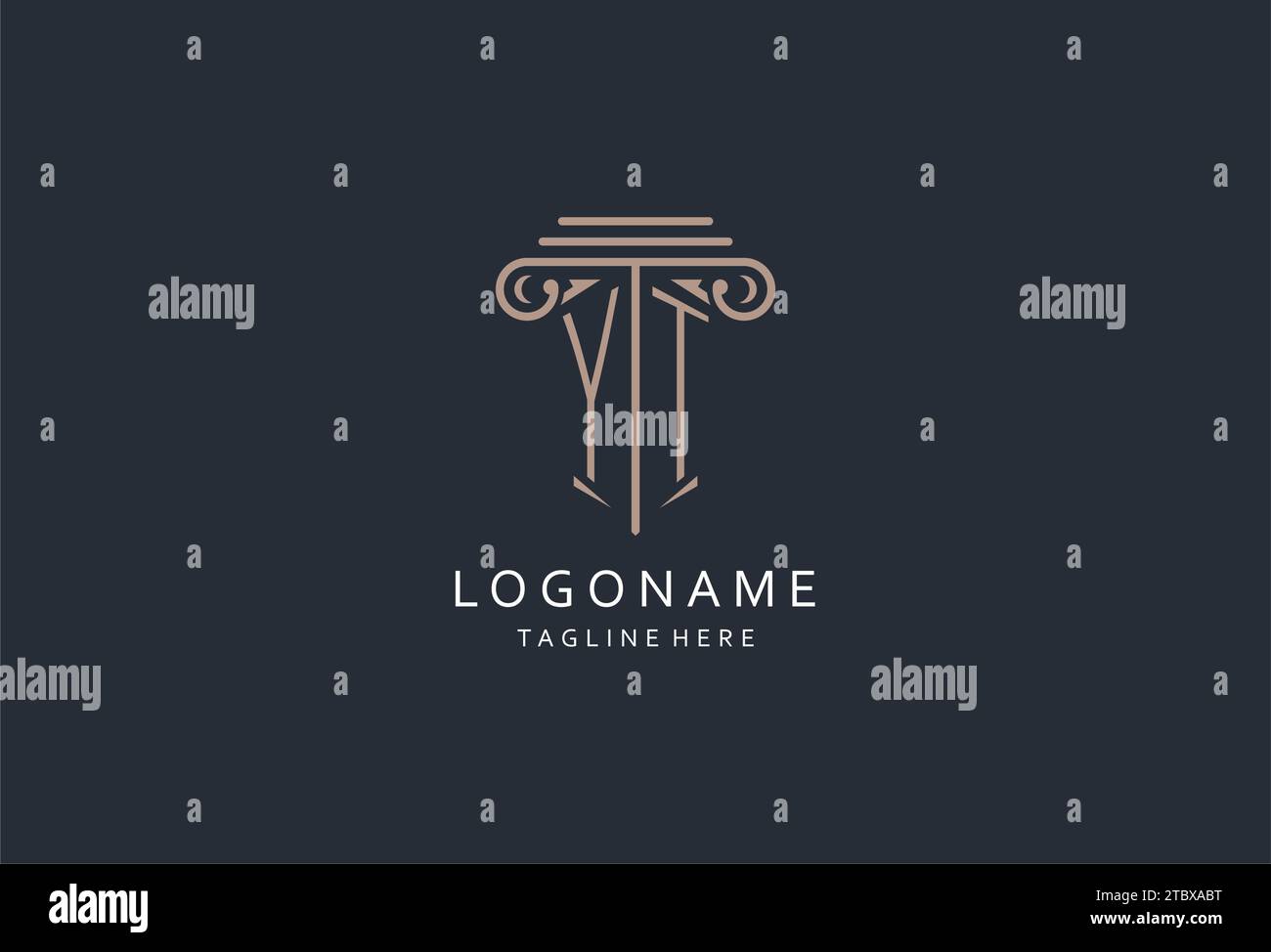 YT monogram logo with pillar shape icon, luxury and elegant design logo ...