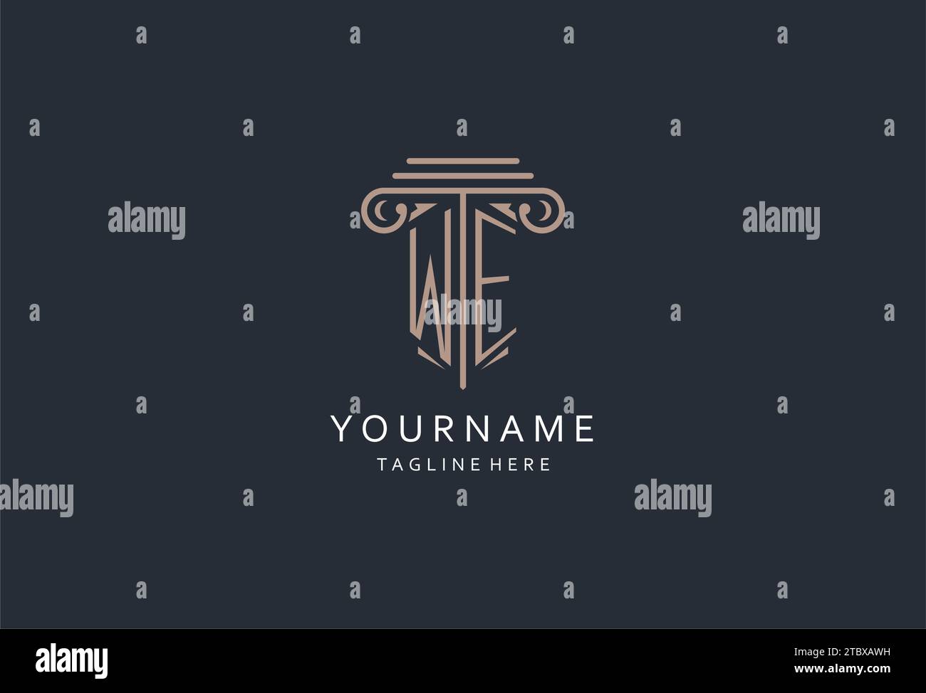 WE monogram logo with pillar shape icon, luxury and elegant design logo ...
