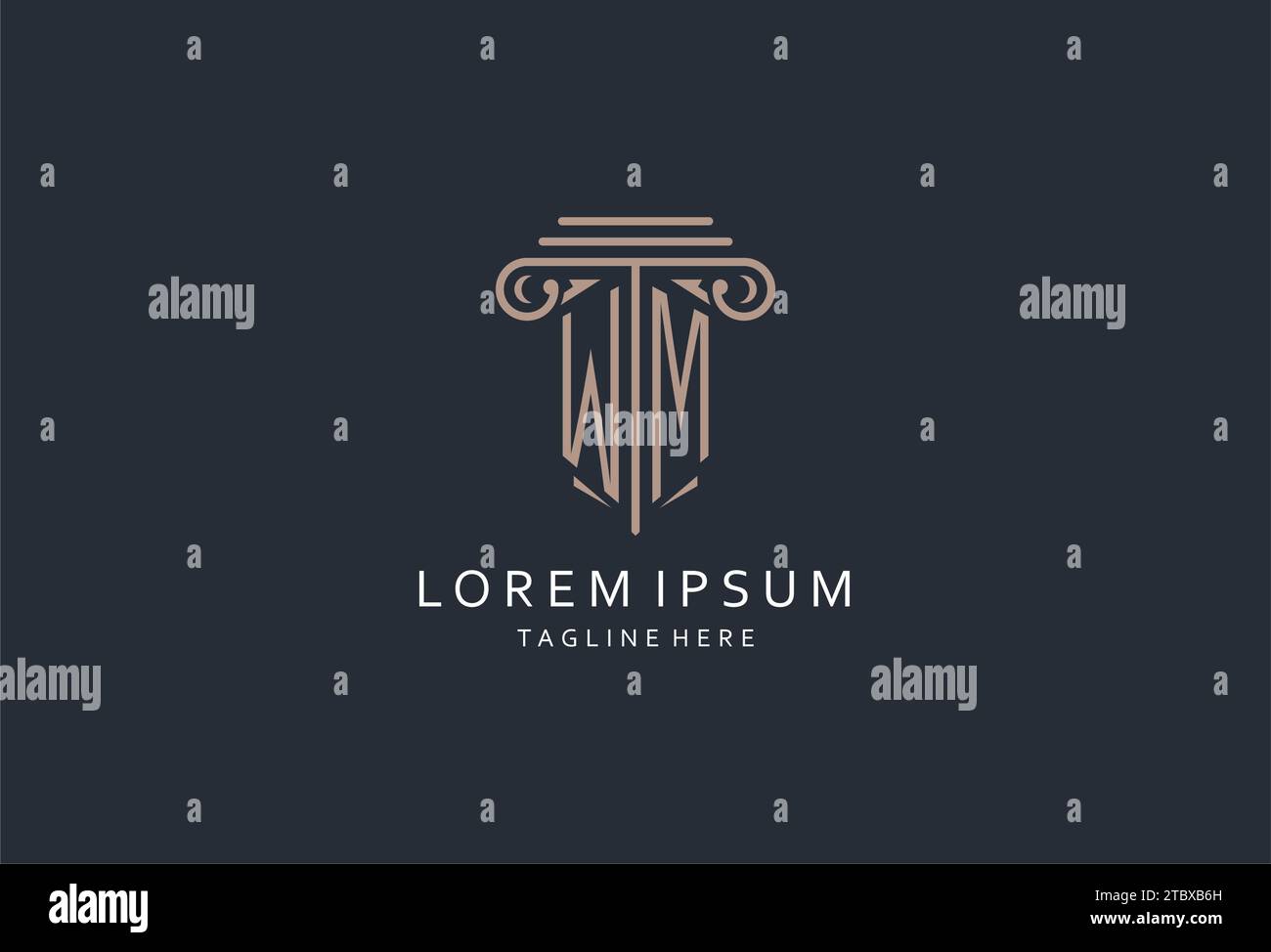 WM monogram logo with pillar shape icon, luxury and elegant design logo ...
