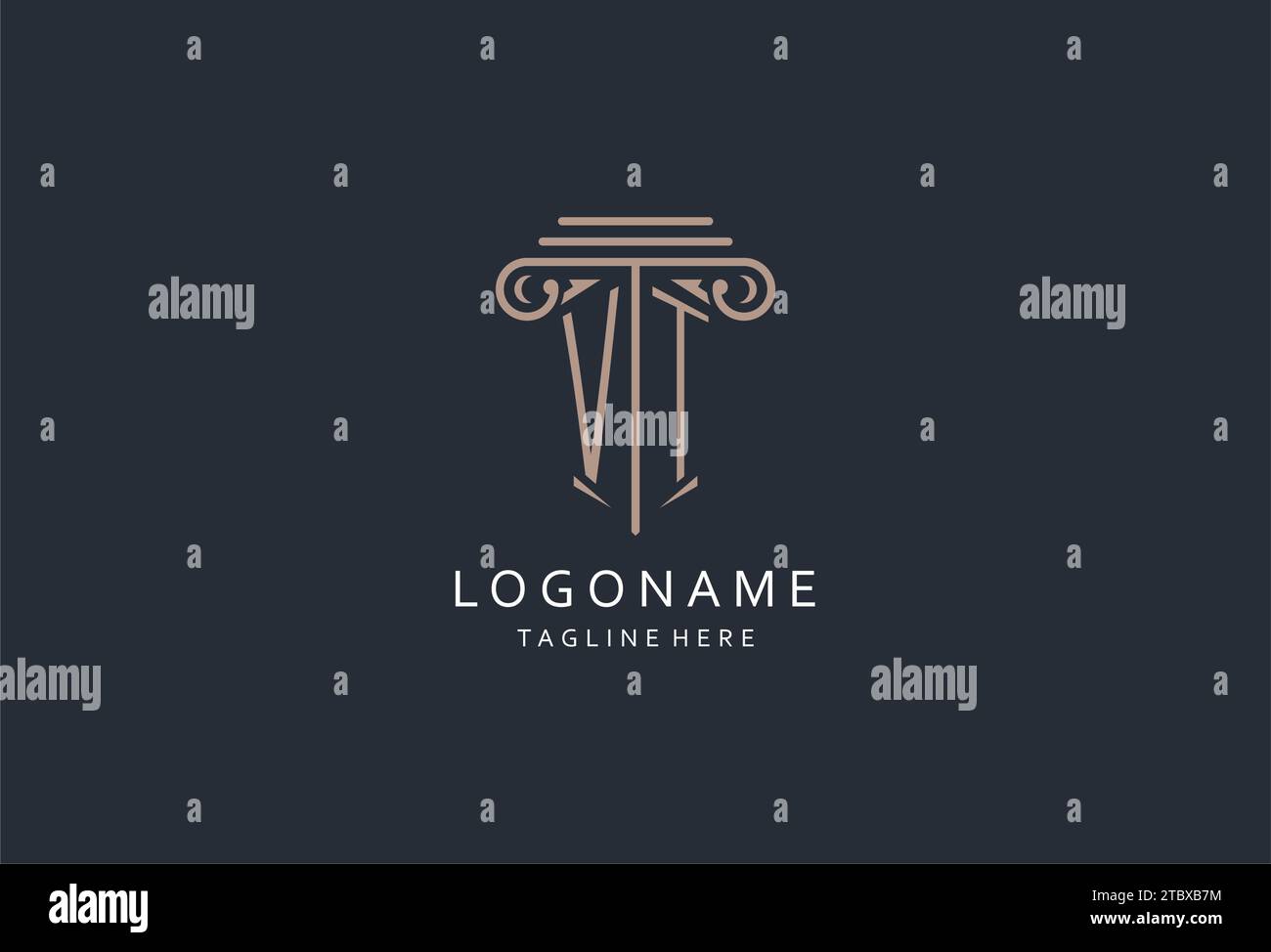 VT monogram logo with pillar shape icon, luxury and elegant design logo ...