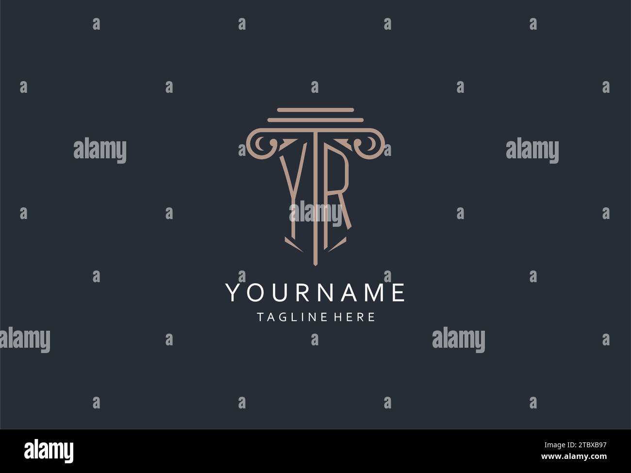 YR monogram logo with pillar shape icon, luxury and elegant design logo ...