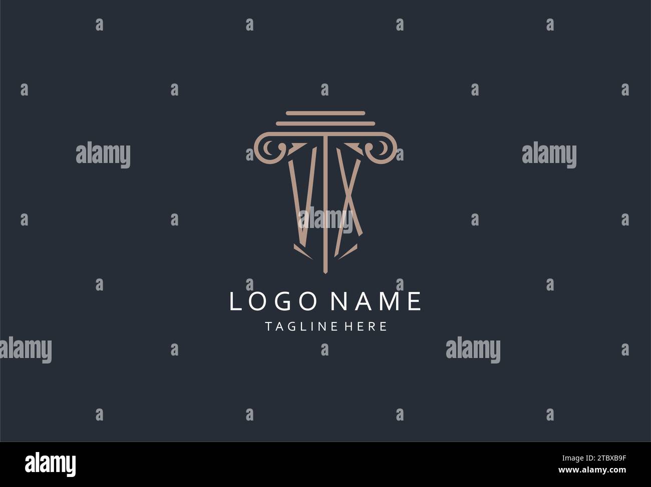 VX monogram logo with pillar shape icon, luxury and elegant design logo ...
