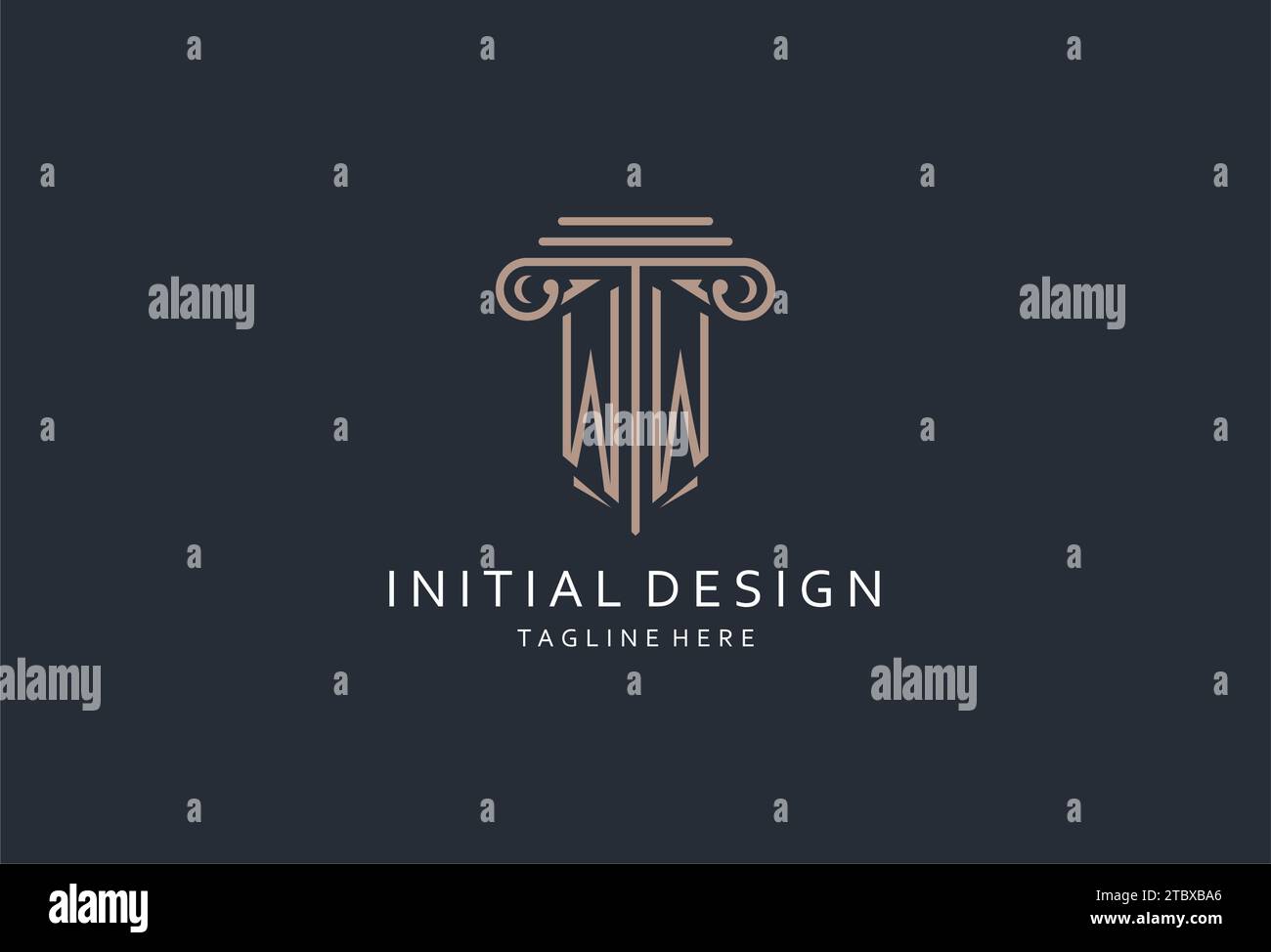 WW monogram logo with pillar shape icon, luxury and elegant design logo ...