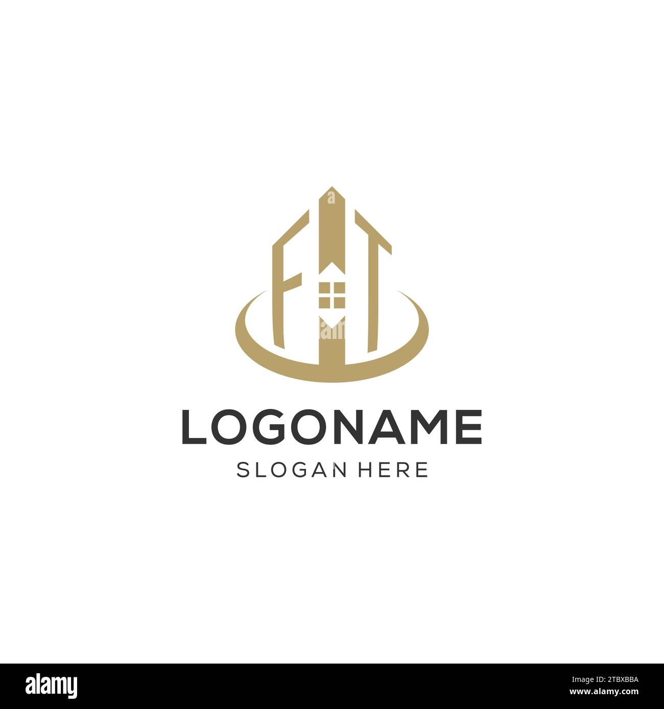 Initial FT logo with creative house icon, modern and professional real ...