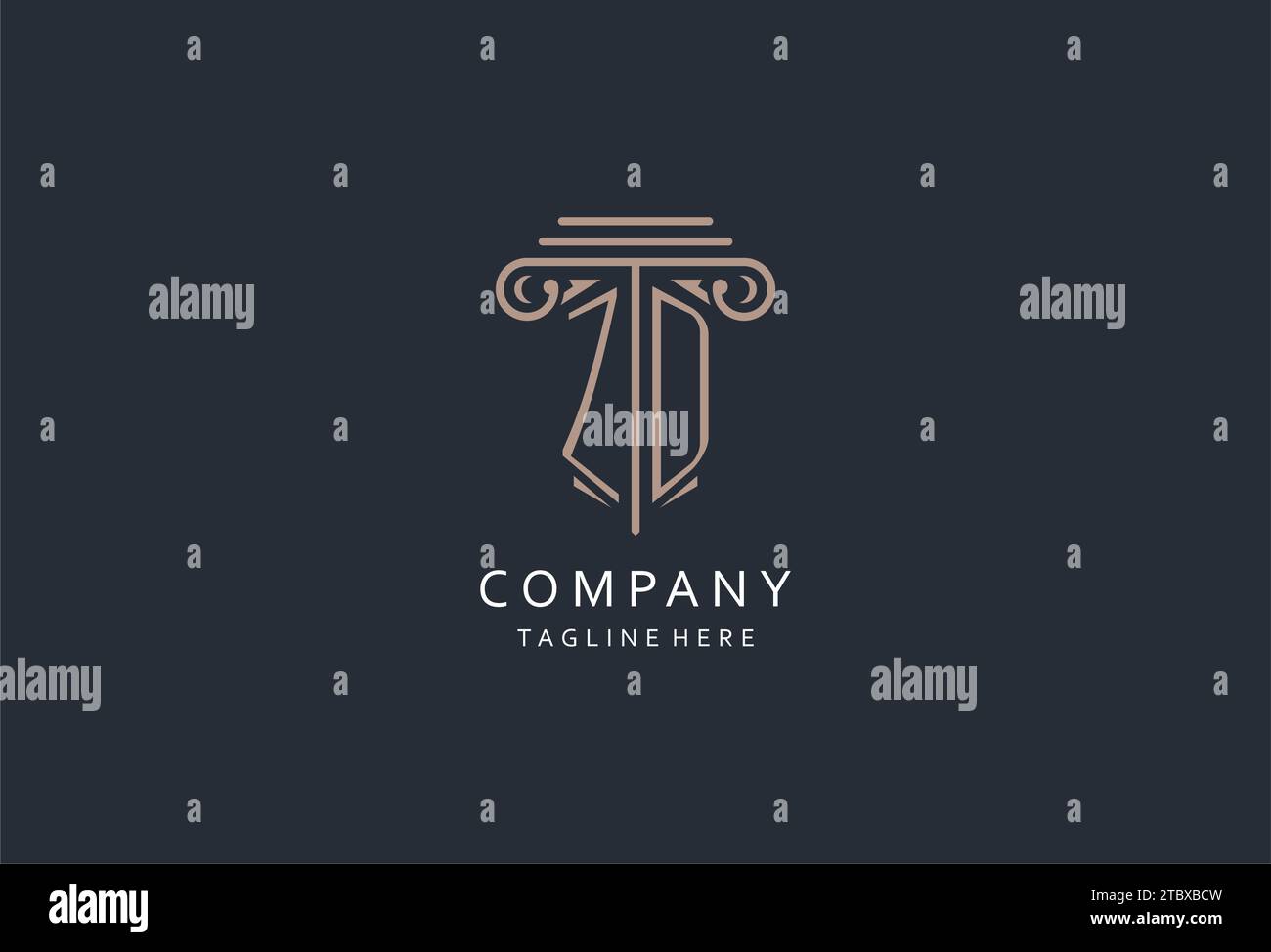 ZD monogram logo with pillar shape icon, luxury and elegant design logo ...