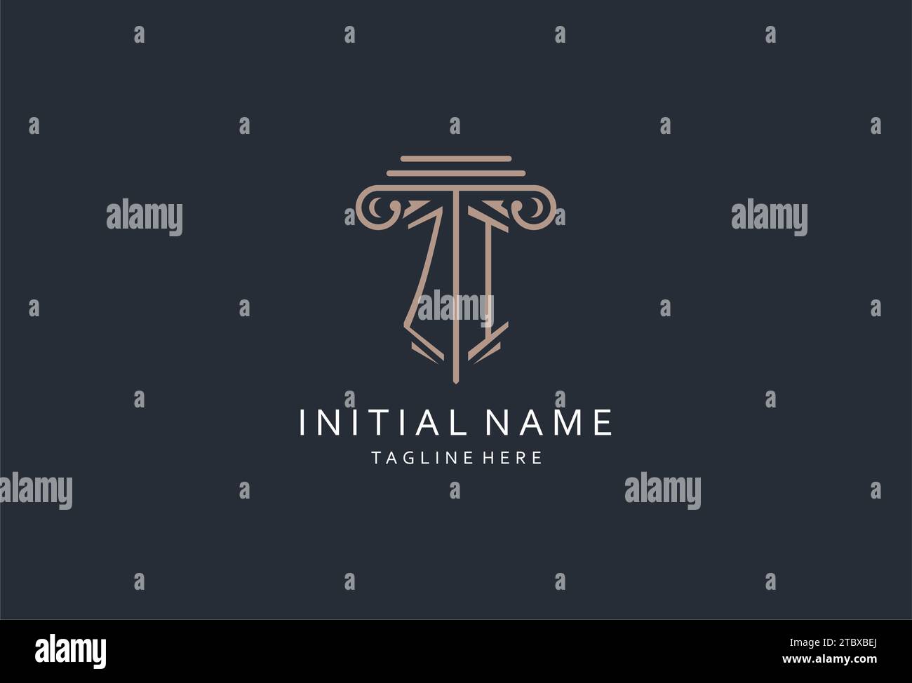 ZI monogram logo with pillar shape icon, luxury and elegant design logo ...