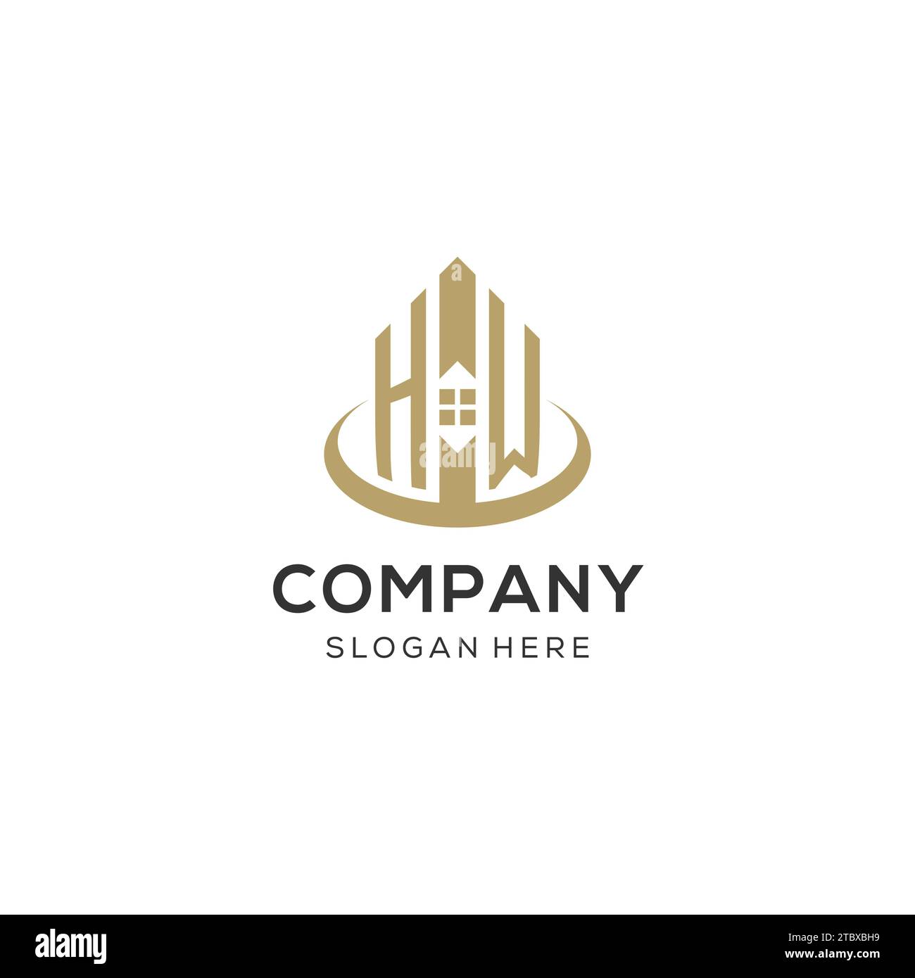 Initial HW logo with creative house icon, modern and professional real ...