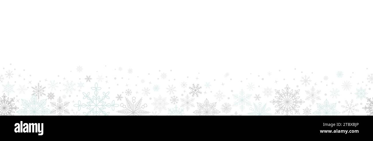 Christmas border with snowflakes vector on white. Stock Vector