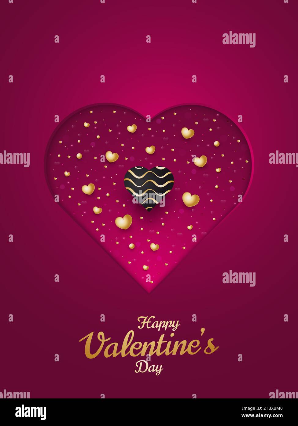 Happy Valentine's Day greeting card or poster with 3d hearts spread on ...