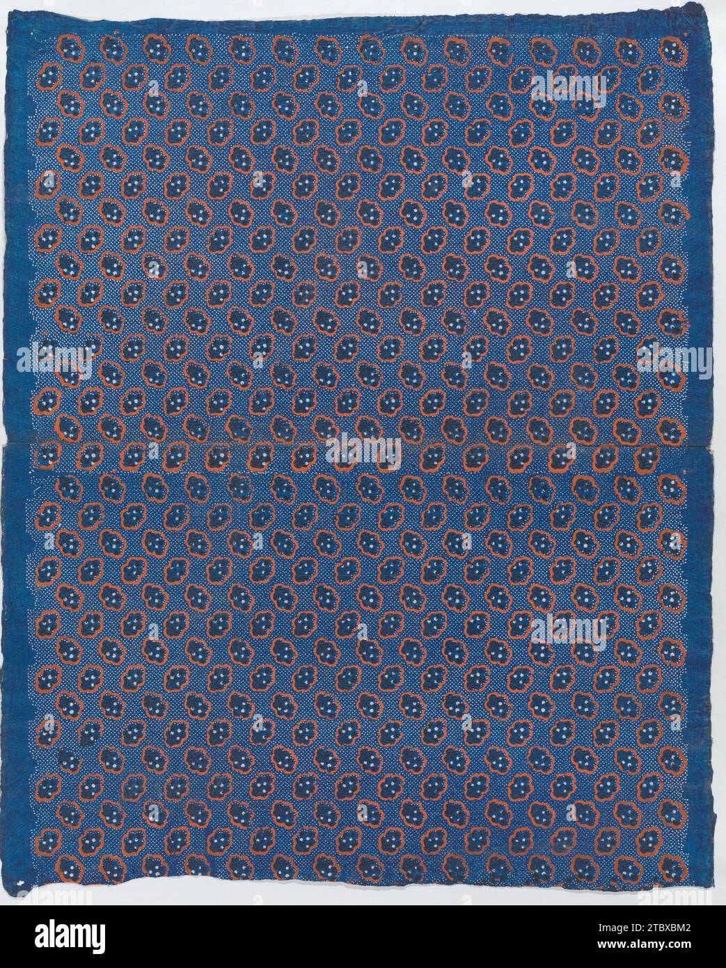 Blue sheet with two borders with a white floral and lace pattern 1948 ...