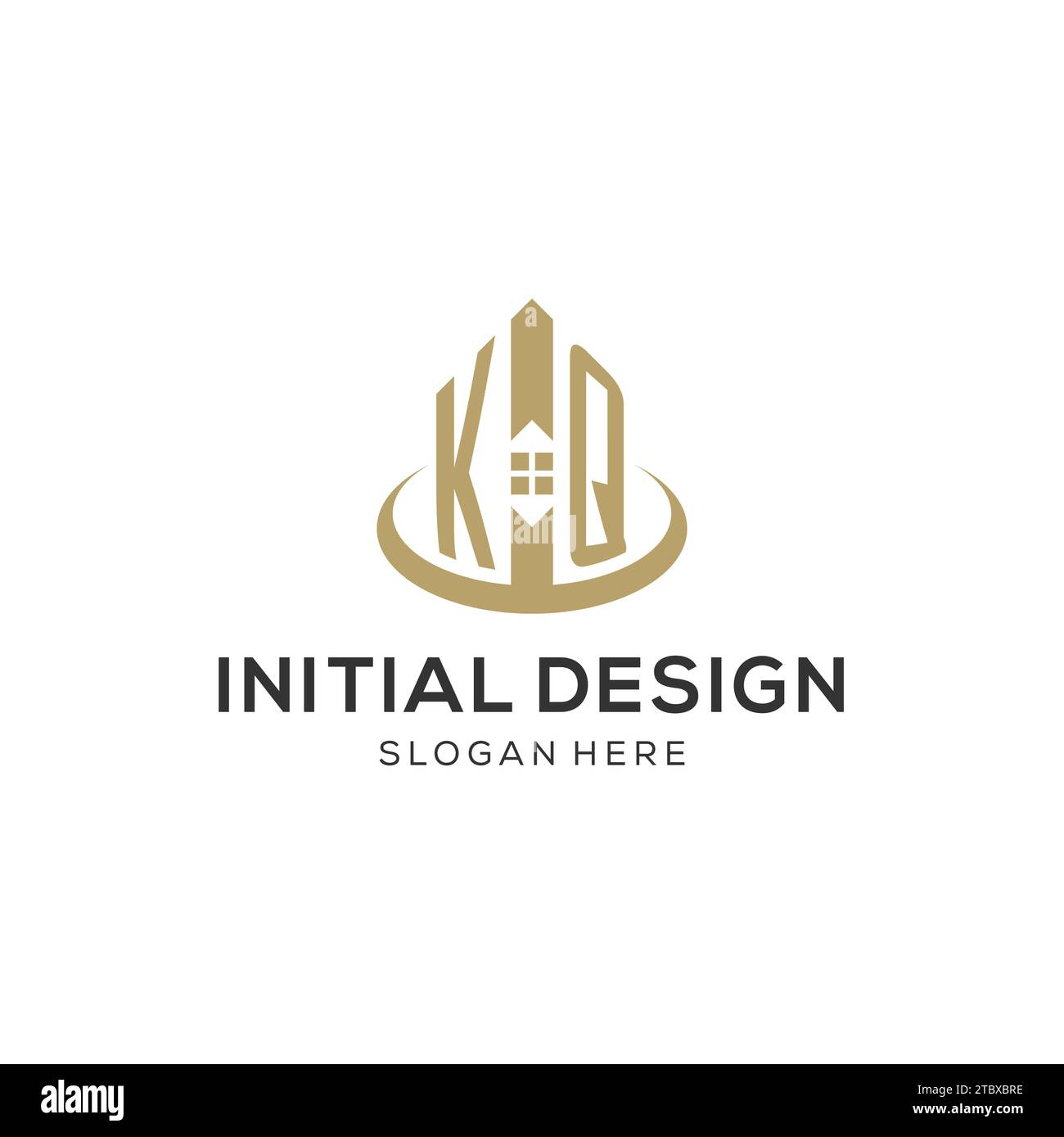 Initial KQ logo with creative house icon, modern and professional real ...