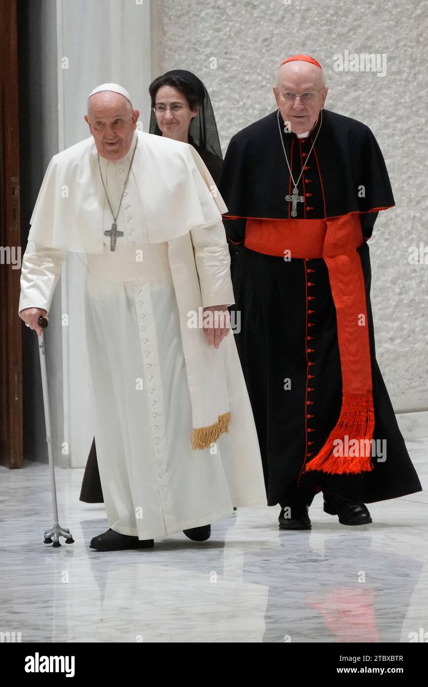 Pope Francis followed by Cardinal Fernando Vergez Alzaga, President of Vatican City Governorate