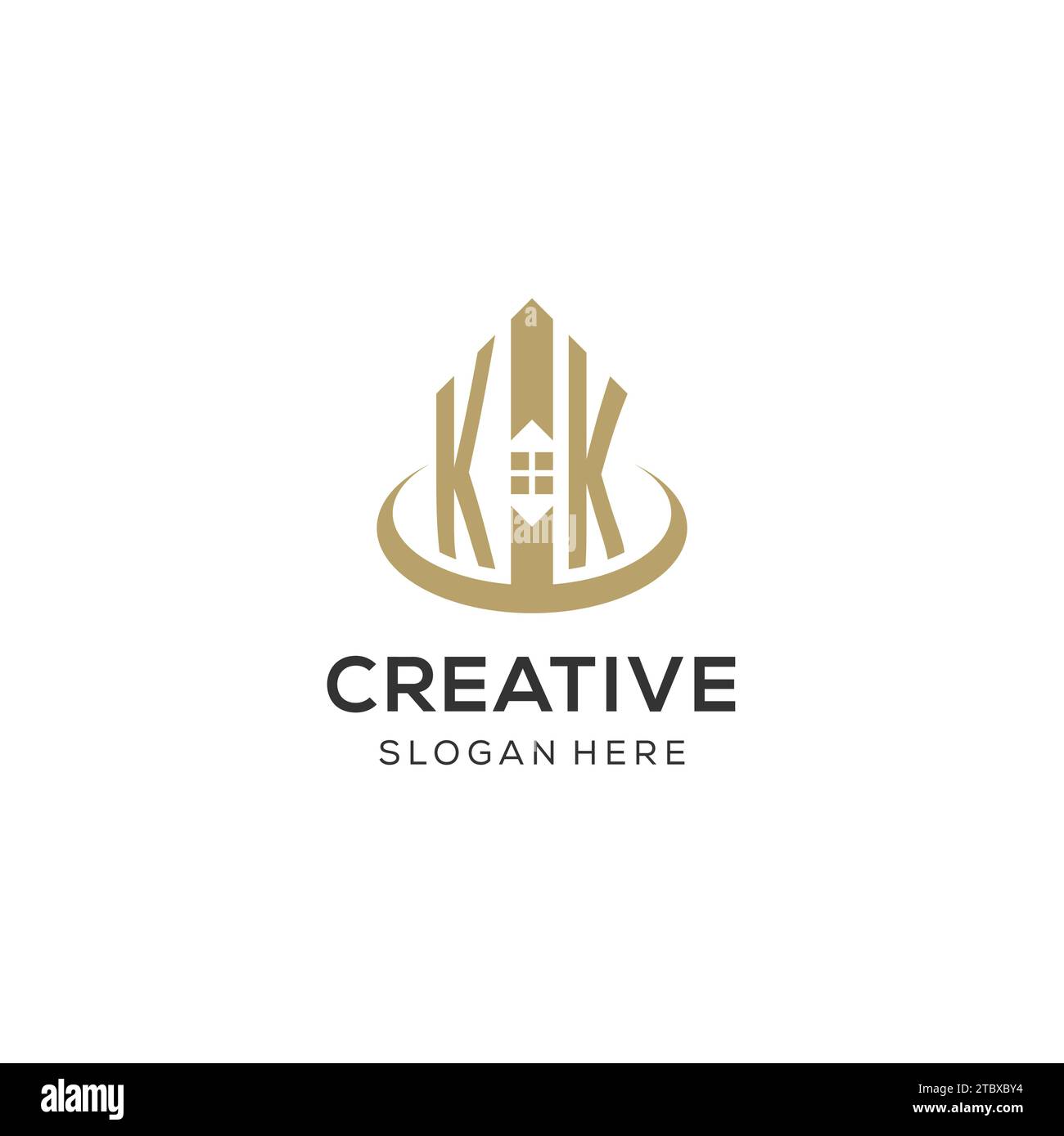 Initial KK logo with creative house icon, modern and professional real