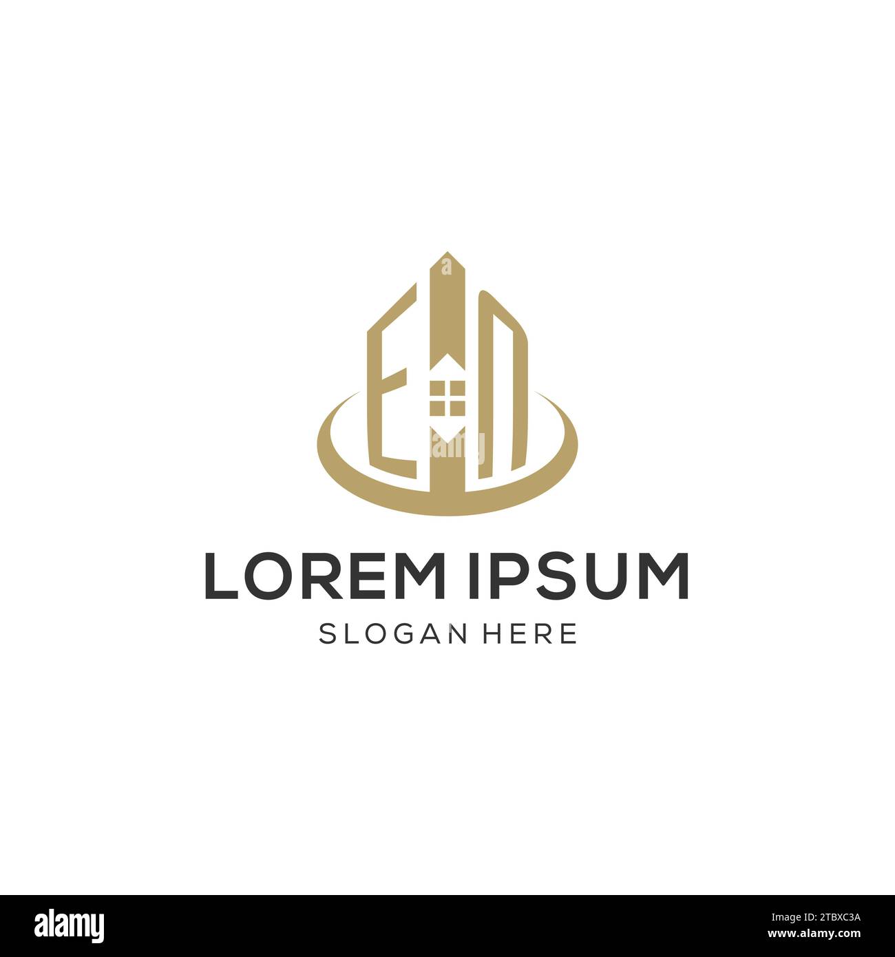 Initial EN logo with creative house icon, modern and professional real ...