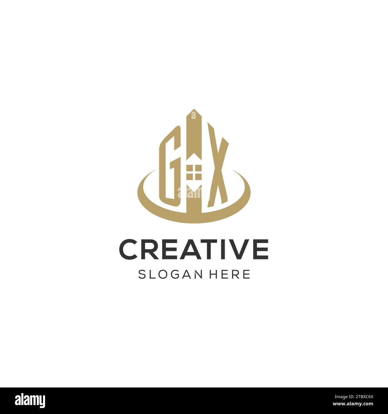 Initial GX logo with creative house icon, modern and professional real ...