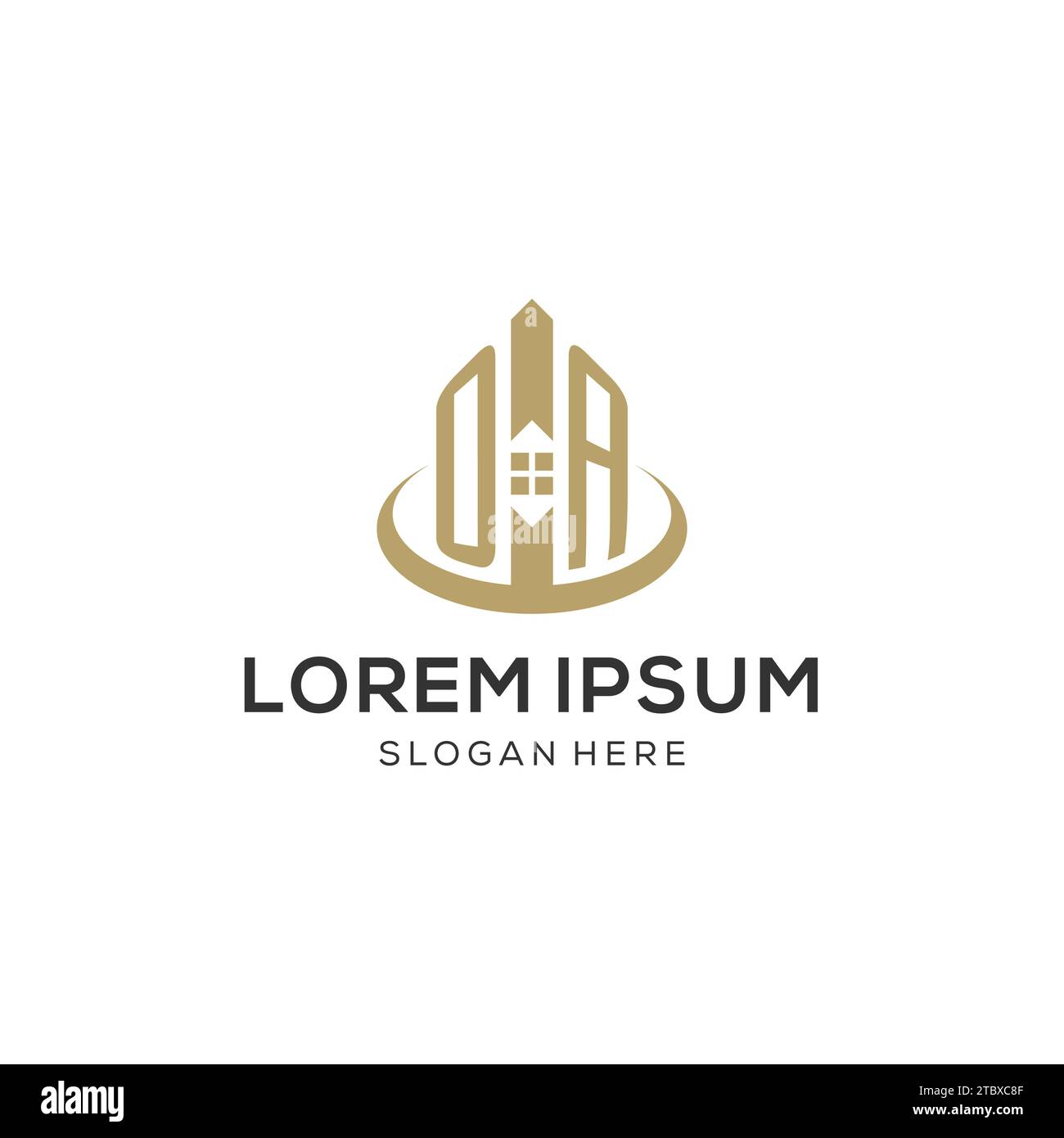 Initial OA logo with creative house icon, modern and professional real ...