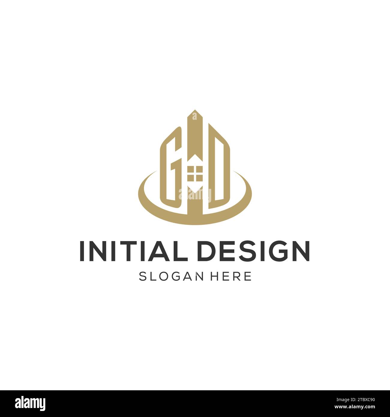 Initial GD logo with creative house icon, modern and professional real estate logo design vector graphic Stock Vector
