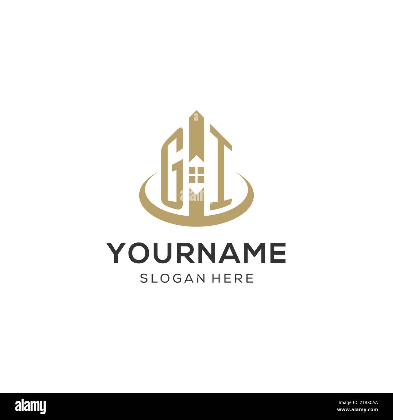 Initial GI logo with creative house icon, modern and professional real