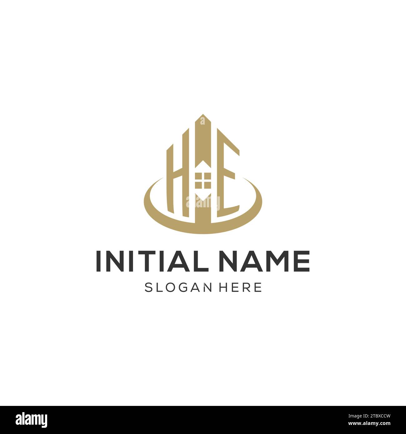 Initial HE logo with creative house icon, modern and professional real ...
