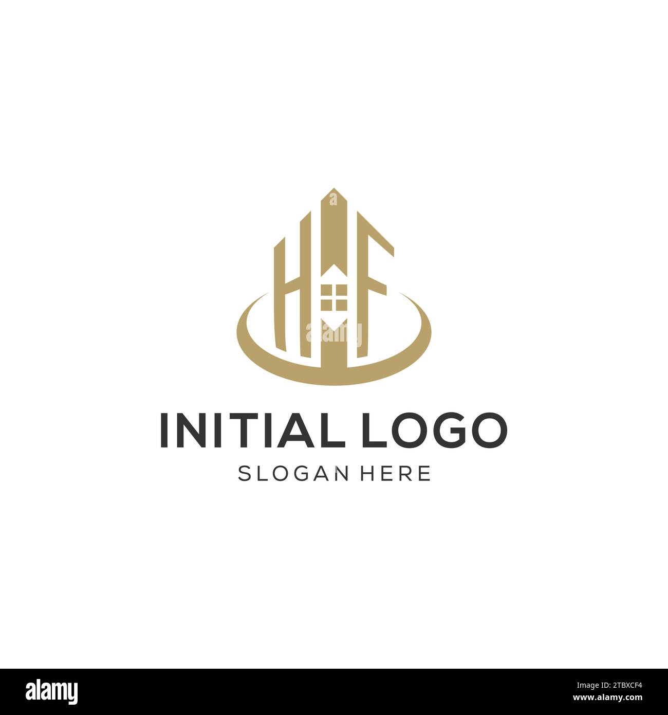 Initial HF logo with creative house icon, modern and professional real ...