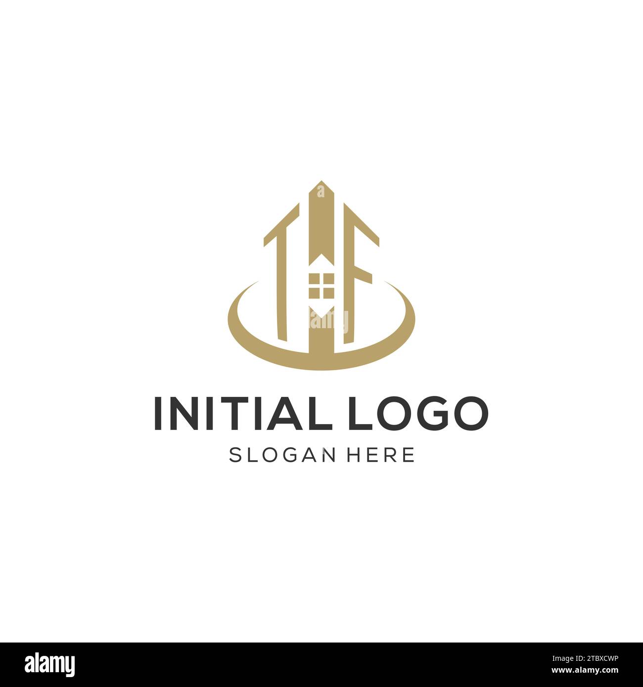 Initial TF logo with creative house icon, modern and professional real ...