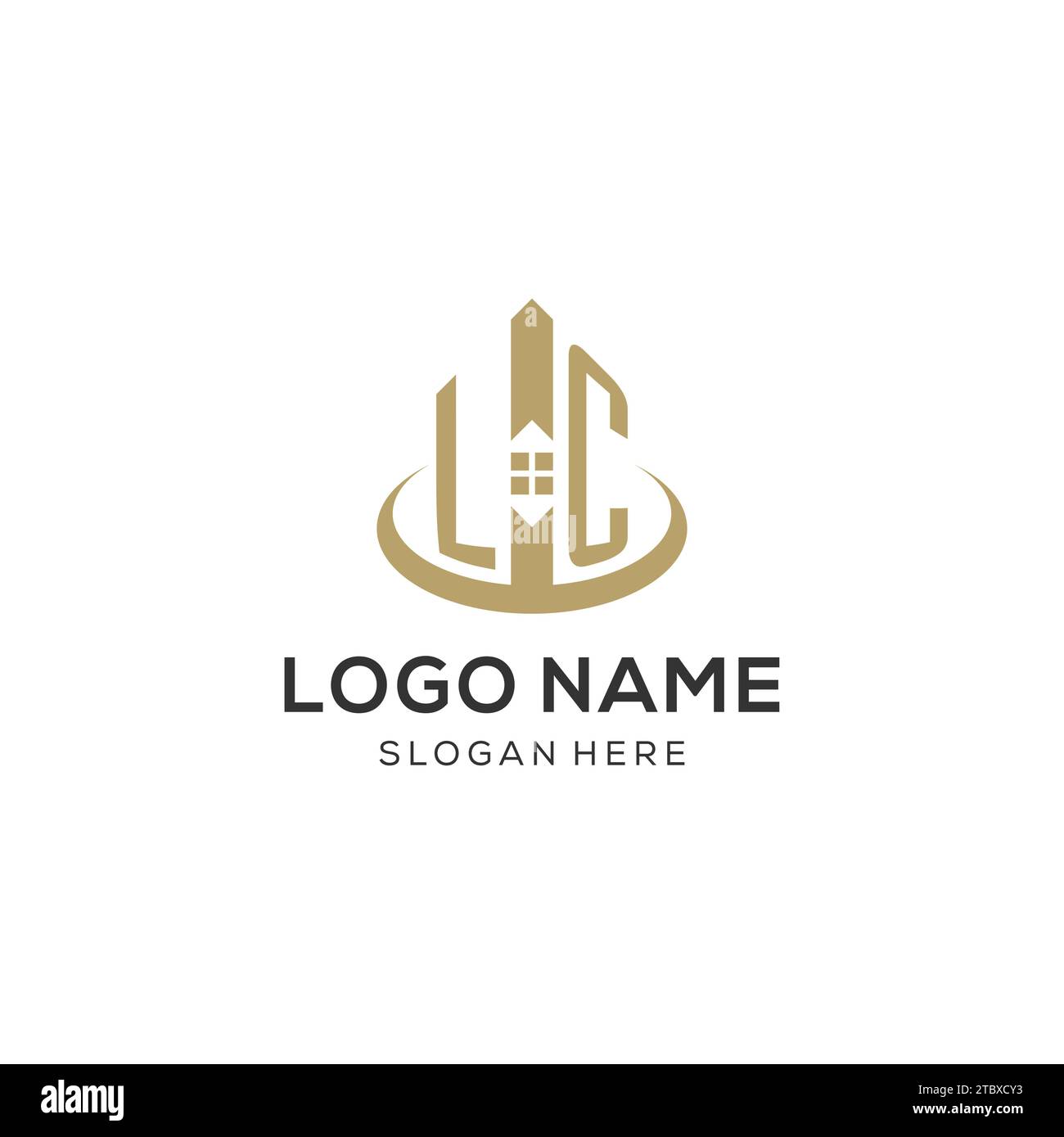 Initial LC logo with creative house icon, modern and professional real estate logo design vector