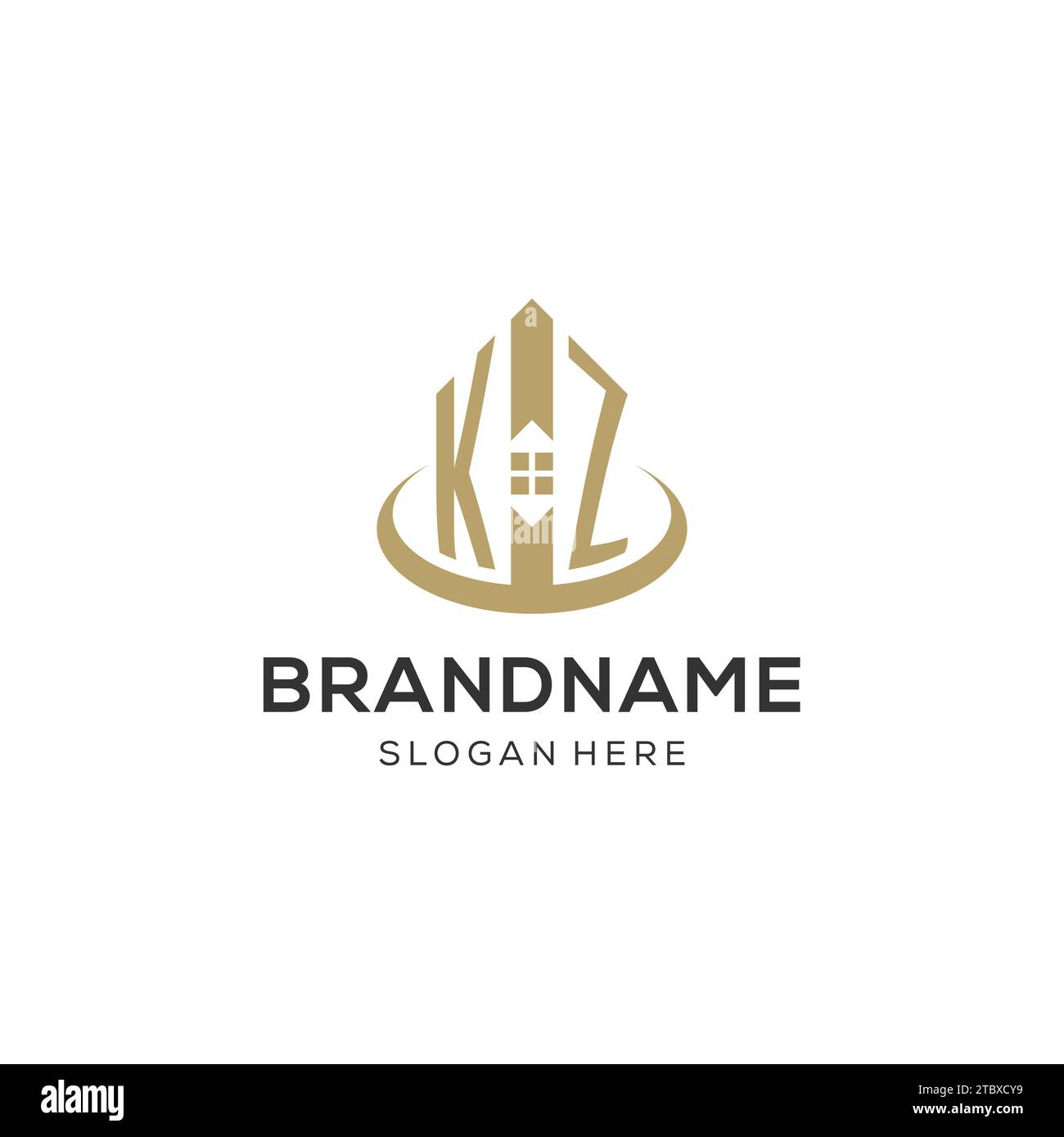 Initial KZ logo with creative house icon, modern and professional real ...