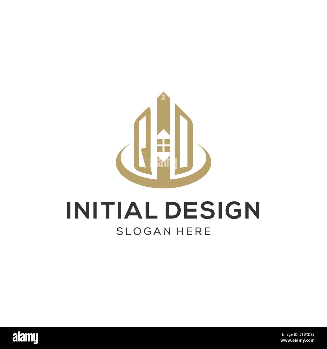 Initial QD logo with creative house icon, modern and professional real ...