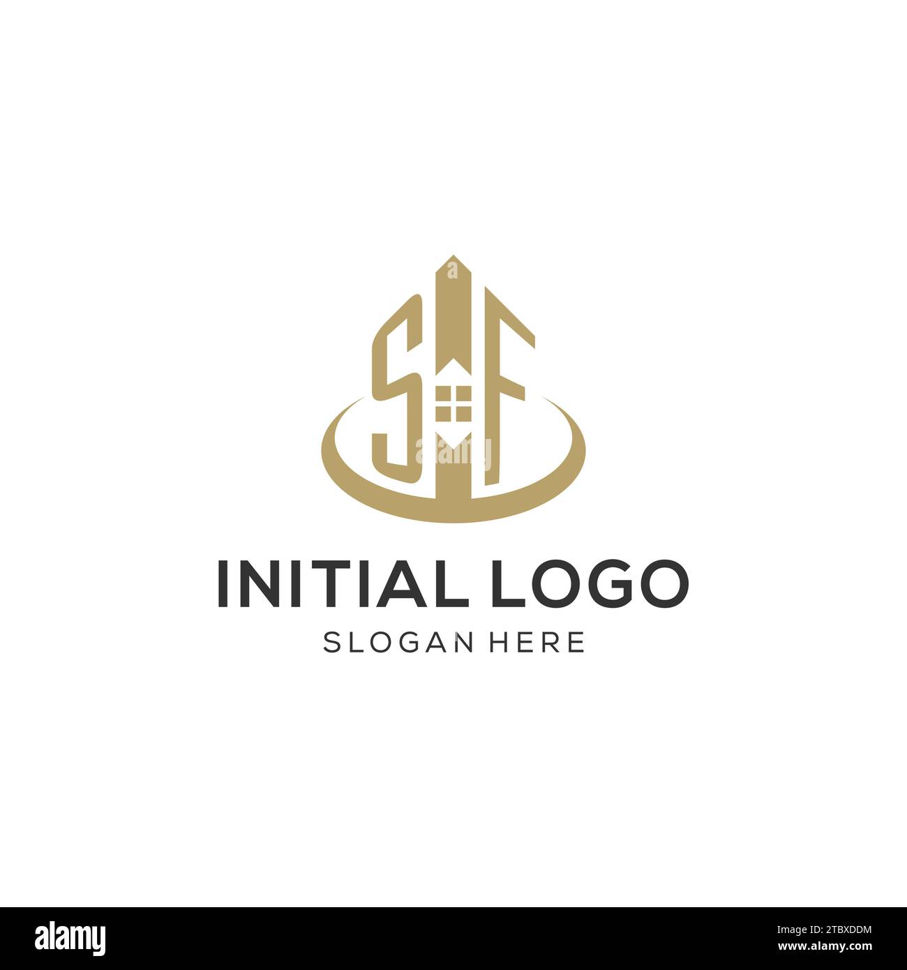 Initial SF logo with creative house icon, modern and professional real