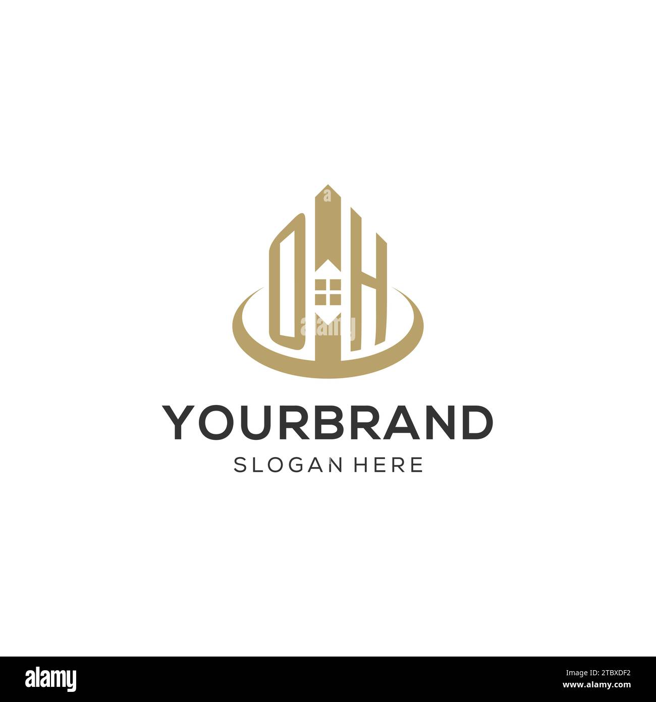 Initial OH logo with creative house icon, modern and professional real ...