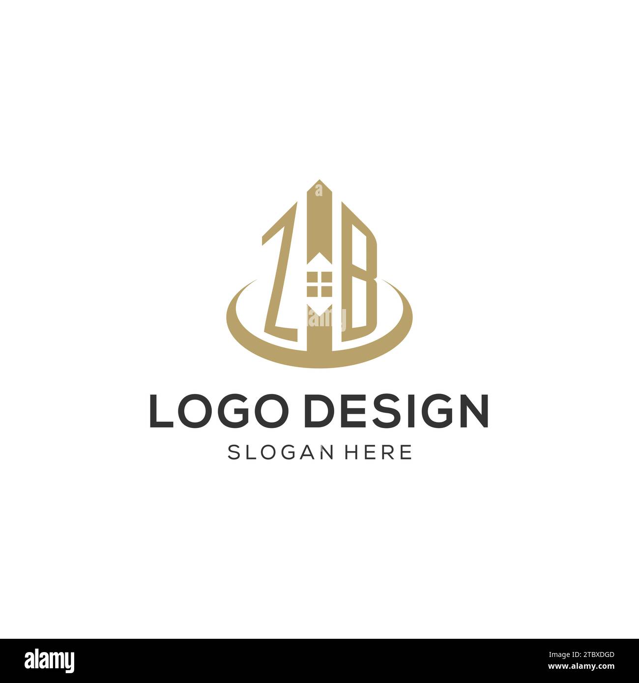 Initial ZB logo with creative house icon, modern and professional real