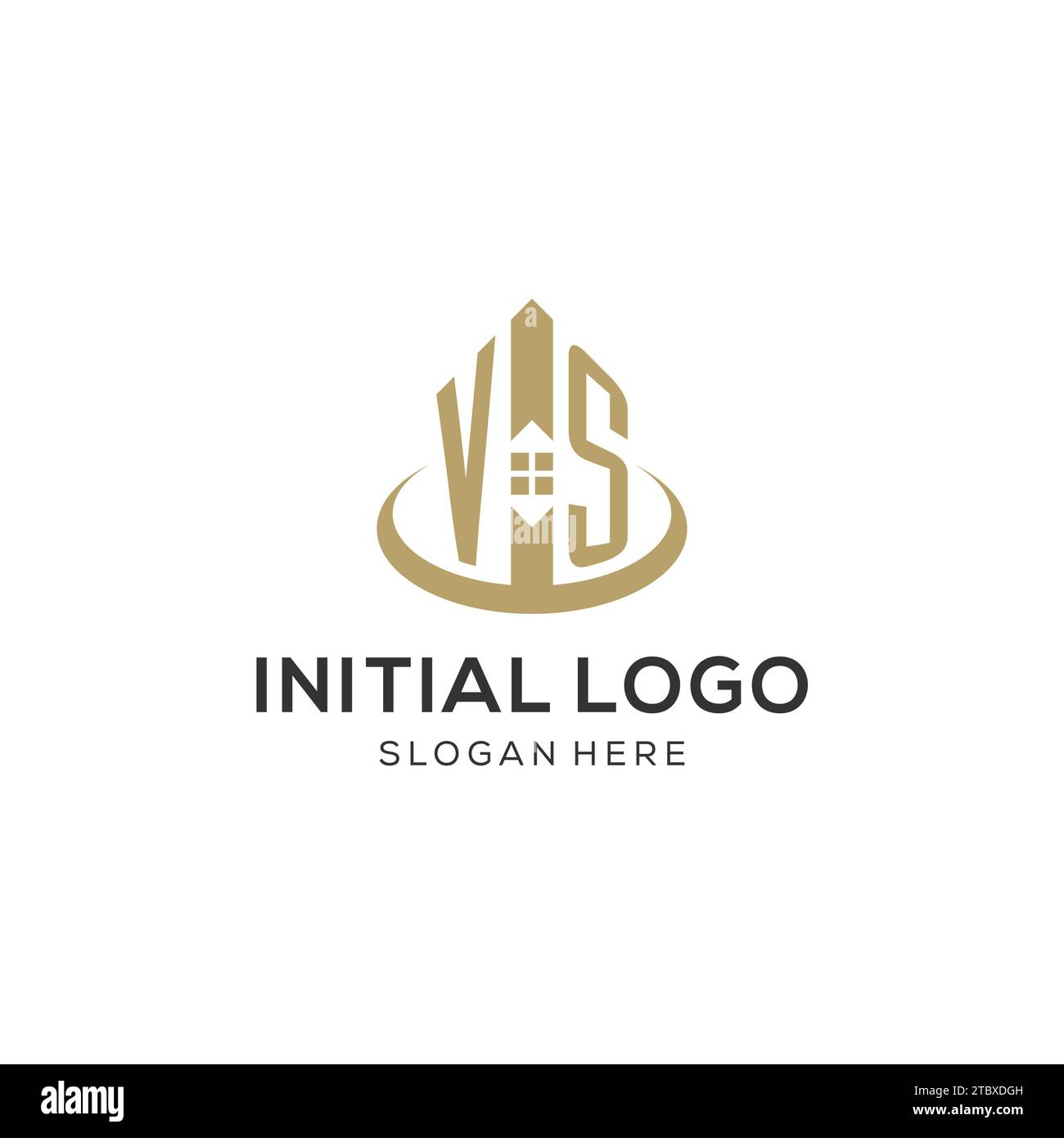 Initial VS Logo With Creative House Icon Modern And Professional Real