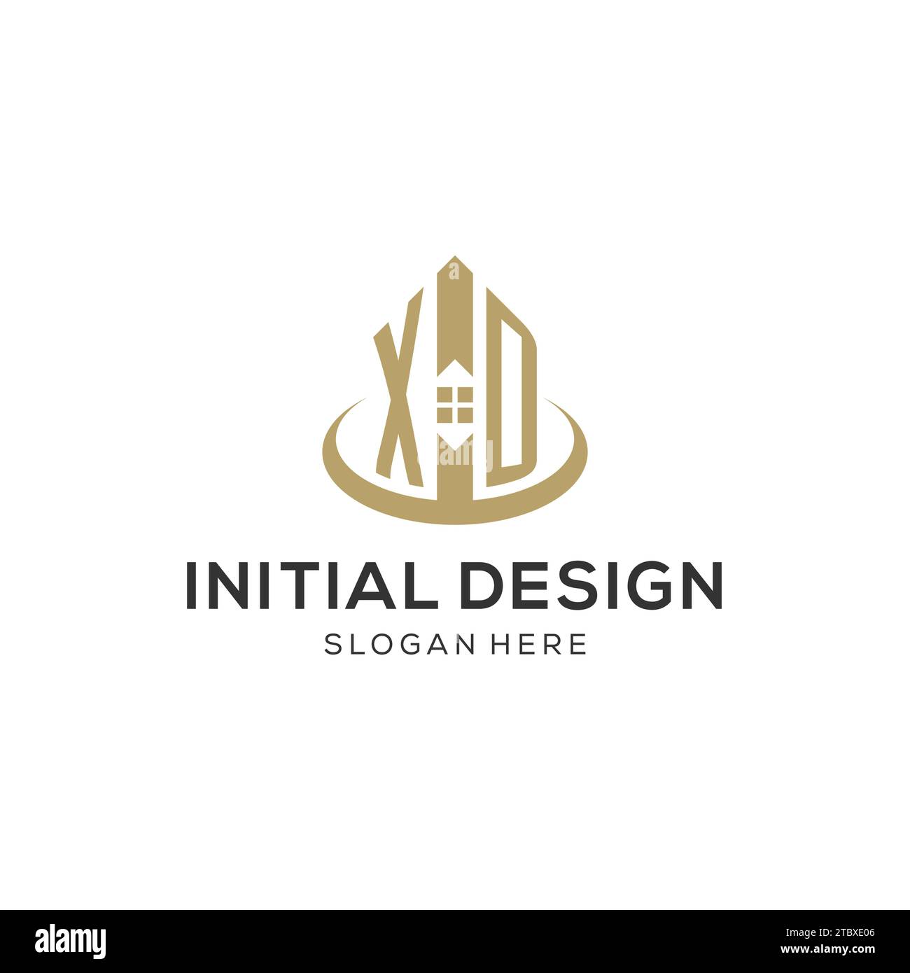 Initial XD logo with creative house icon, modern and professional real ...