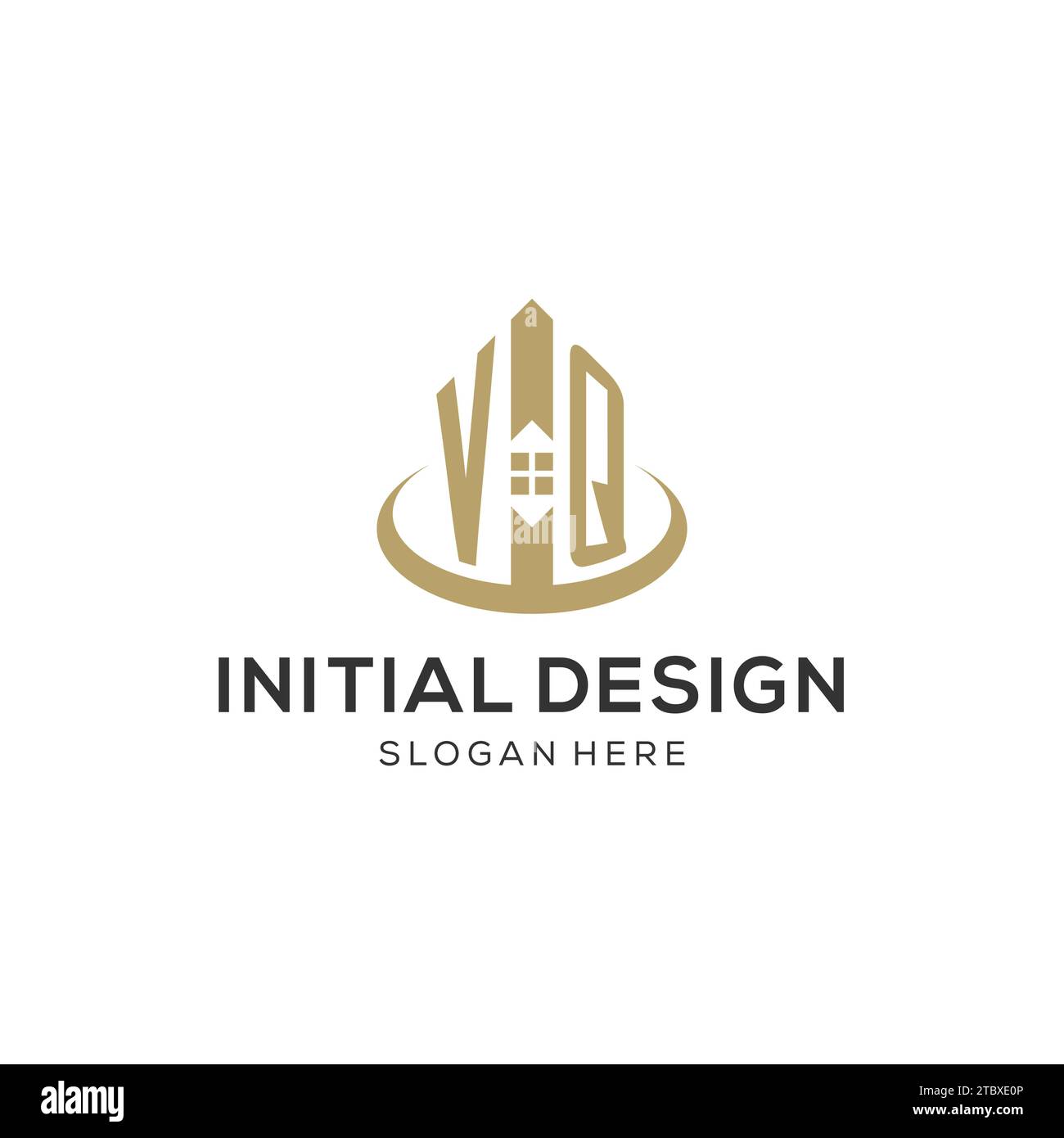 Initial VQ logo with creative house icon, modern and professional real ...