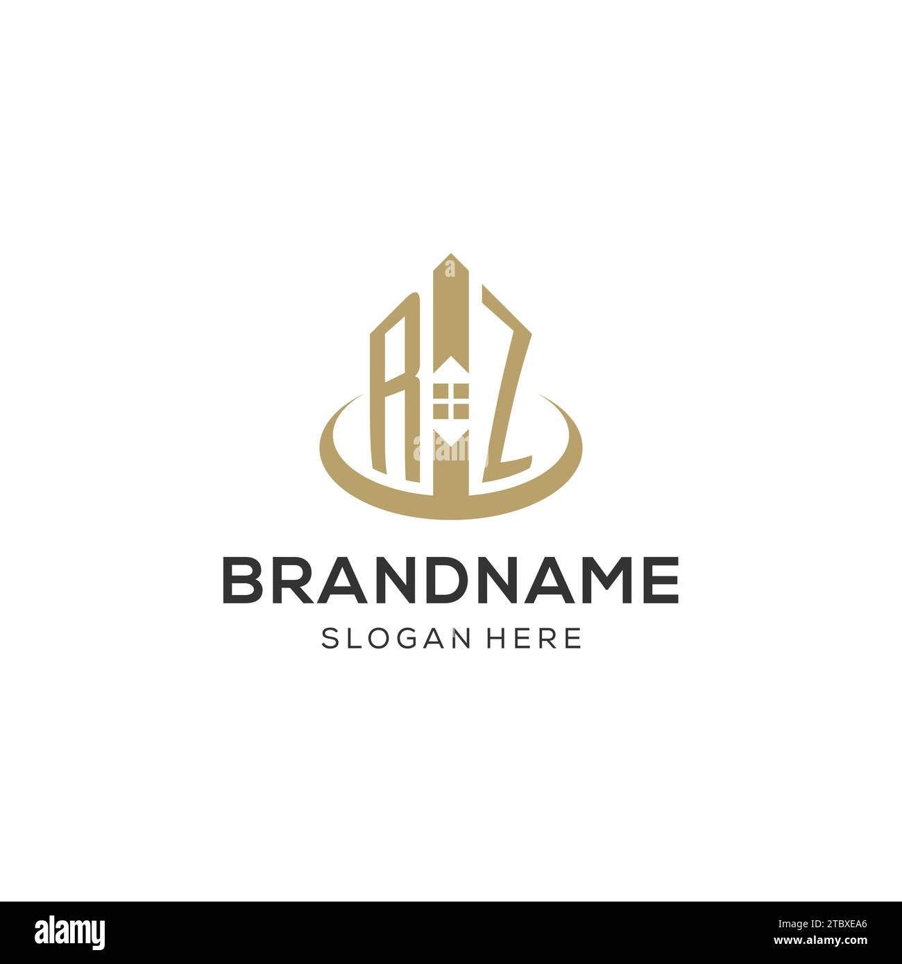 Initial RZ logo with creative house icon, modern and professional real ...