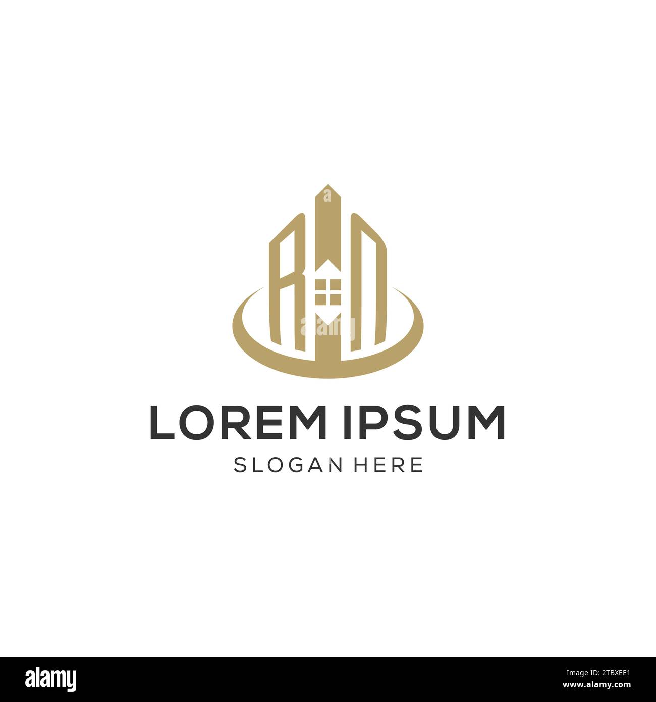 Initial RN logo with creative house icon, modern and professional real ...