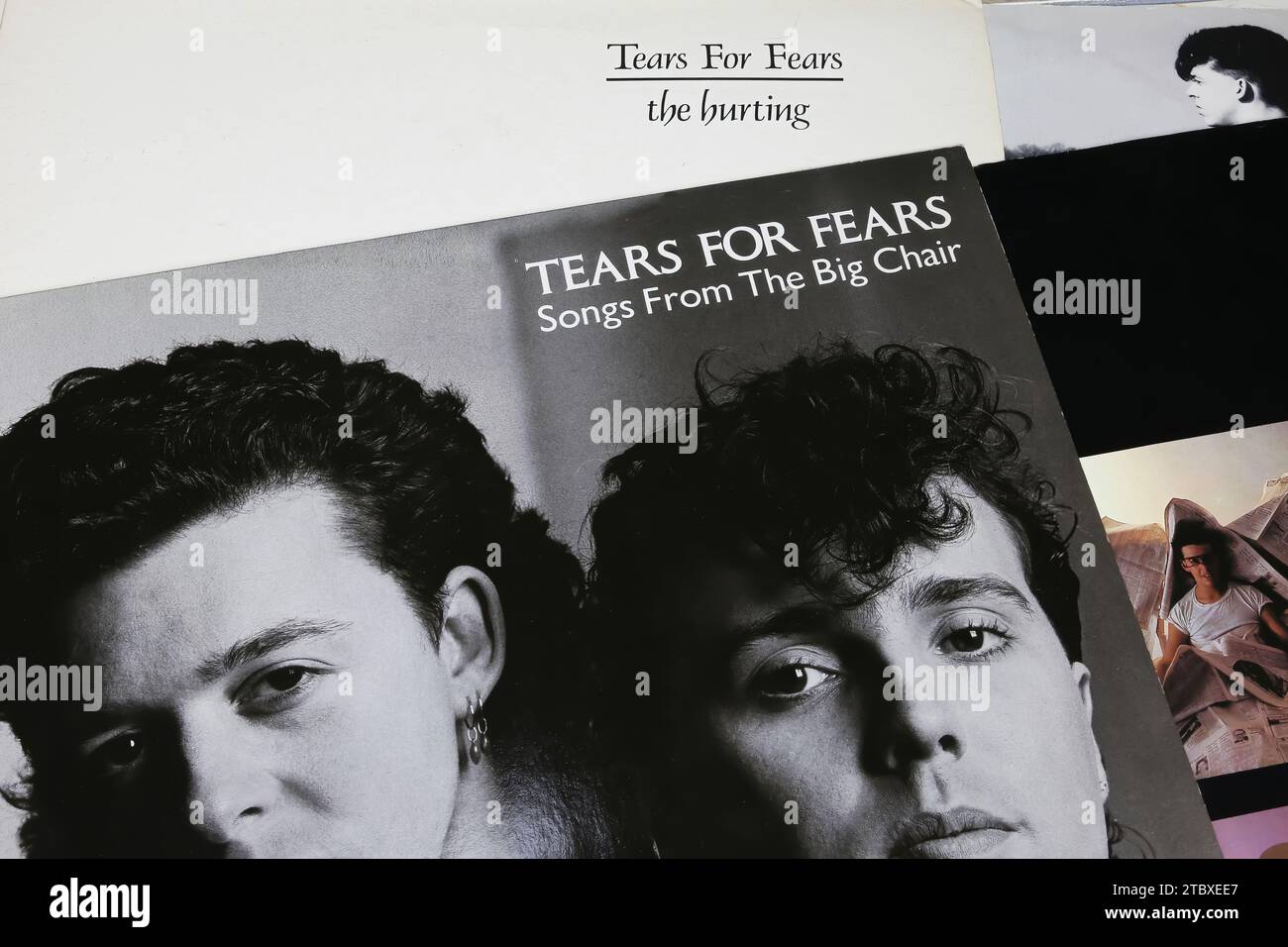 Viersen, Germany - May 9. 2023: Closeup of vinyl record cover of british new wave 80s band Tears for Fears Stock Photo