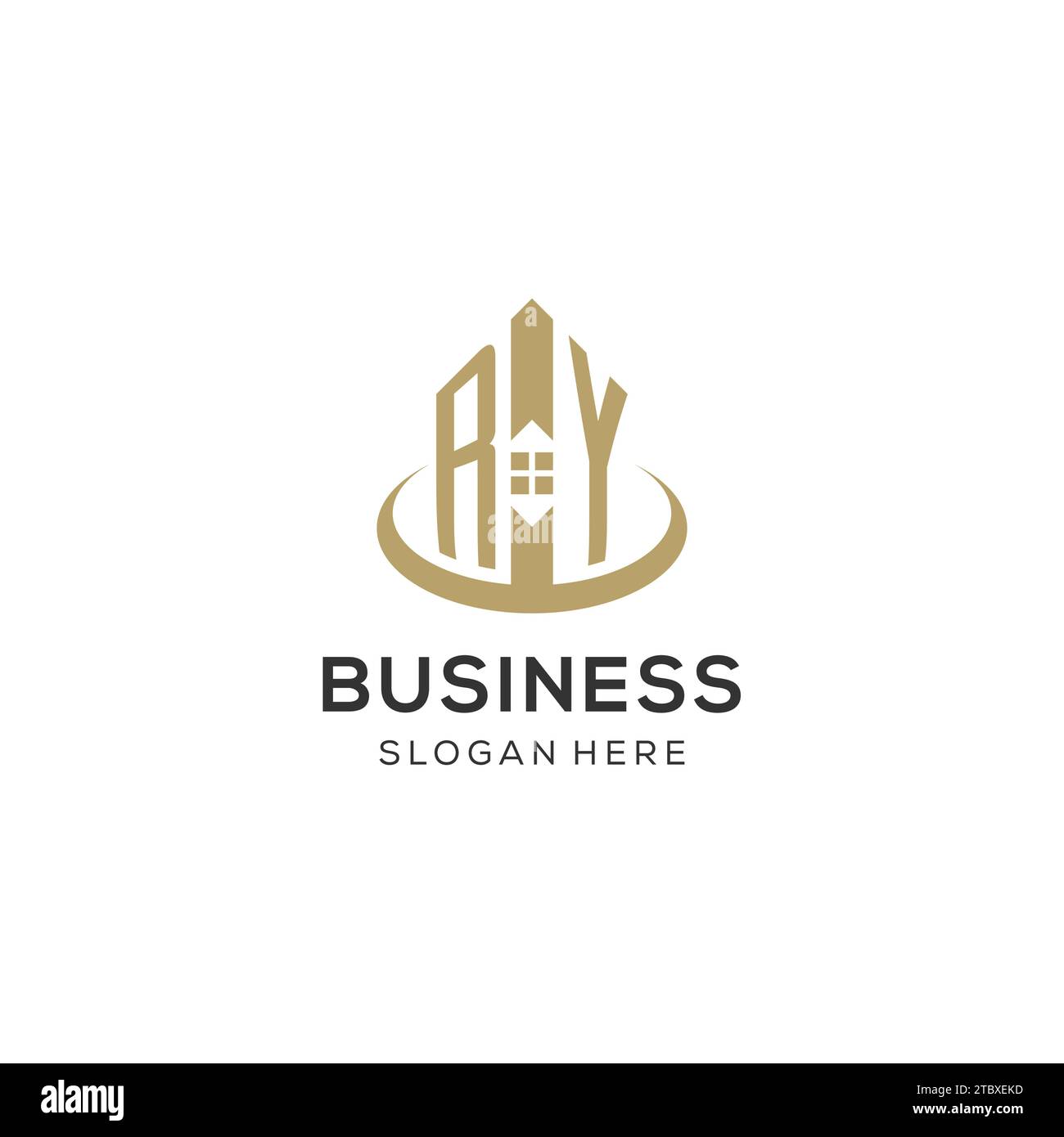 Initial RY logo with creative house icon, modern and professional real ...