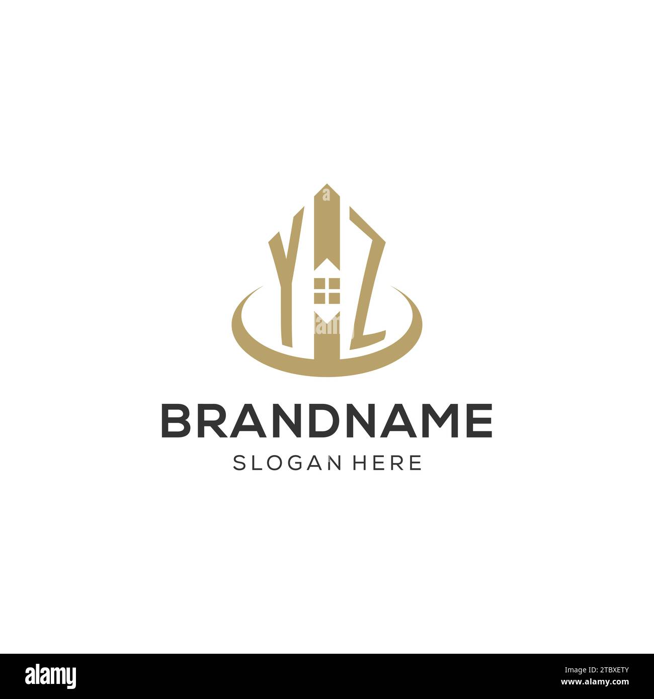Initial YZ logo with creative house icon, modern and professional real ...