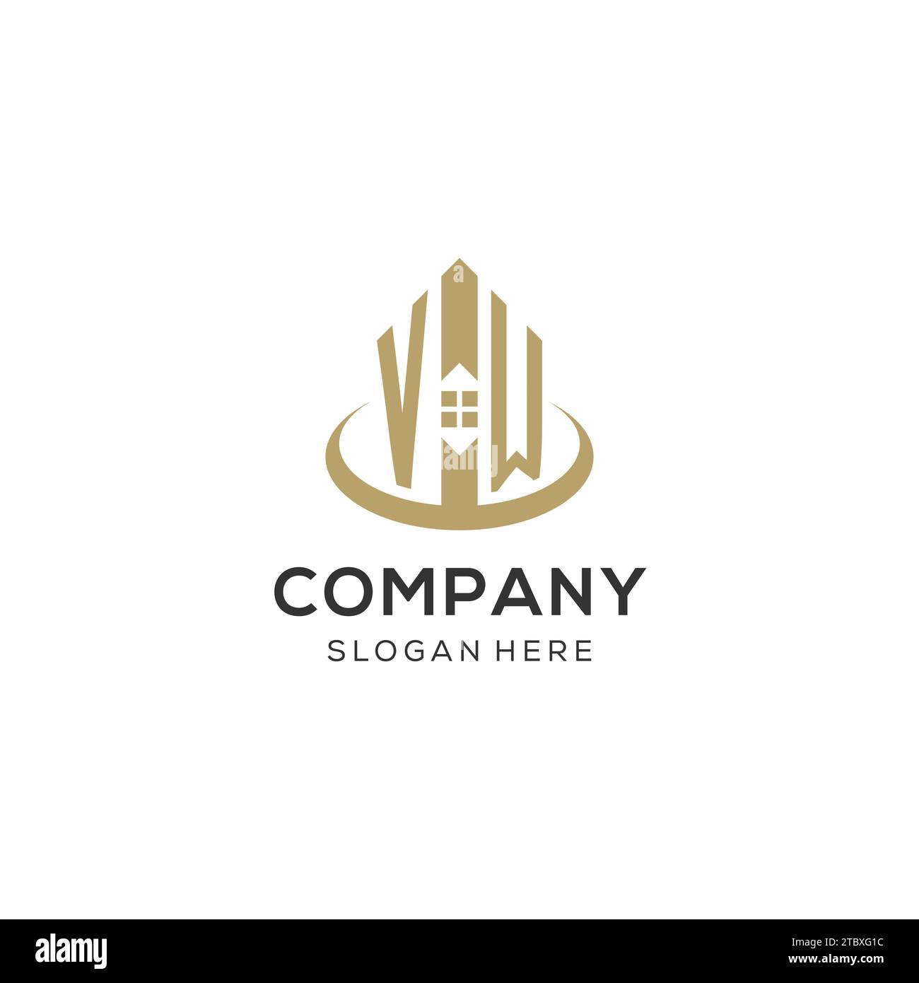 Initial VW logo with creative house icon, modern and professional real ...