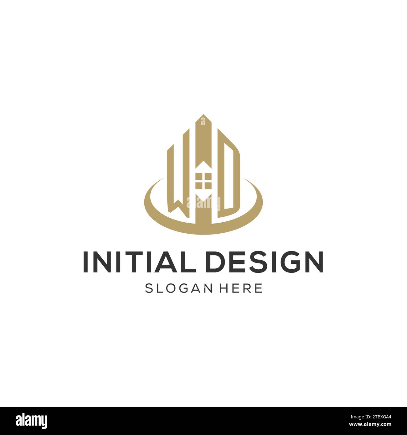 Initial WD logo with creative house icon, modern and professional real ...